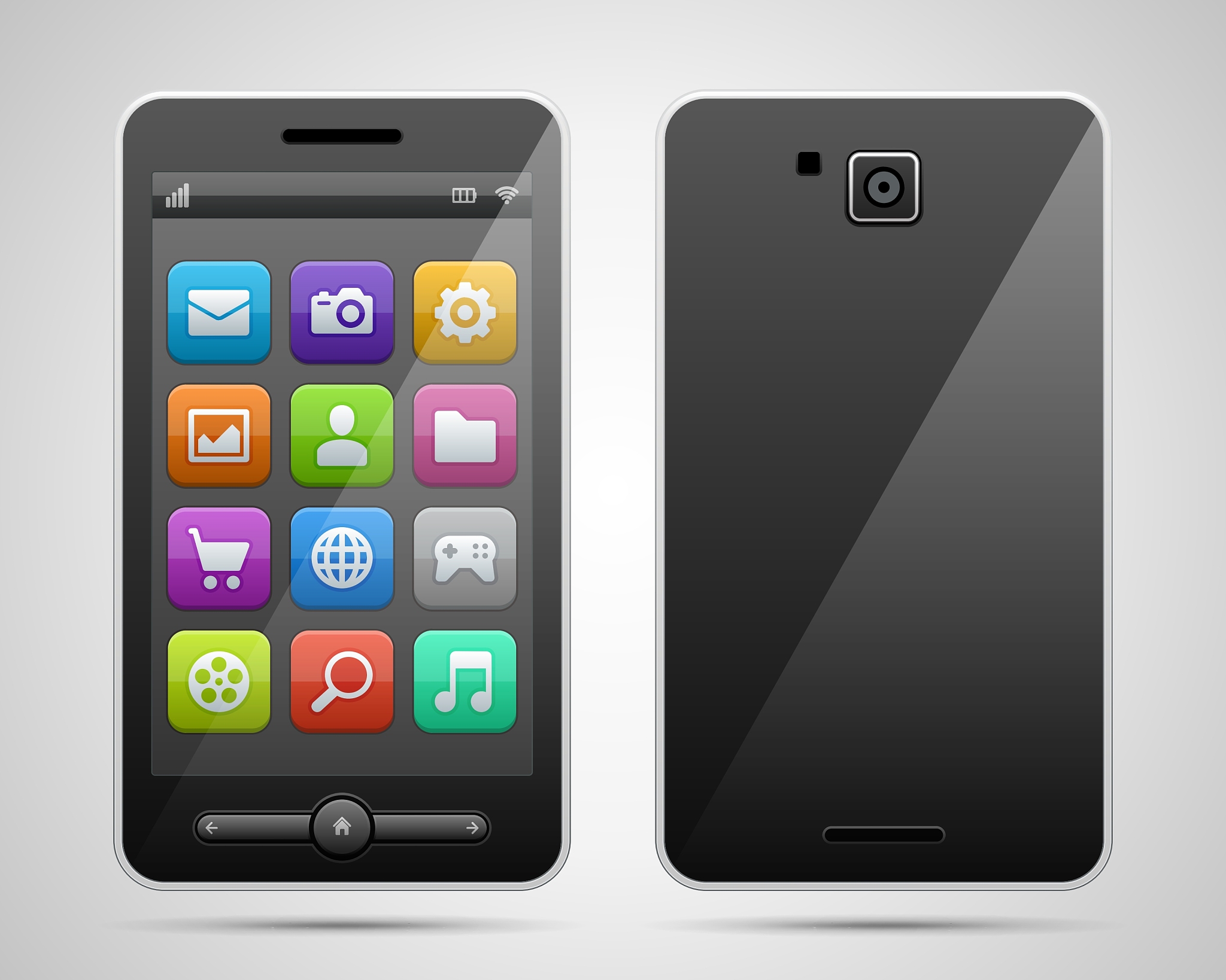 mobile phone and icons