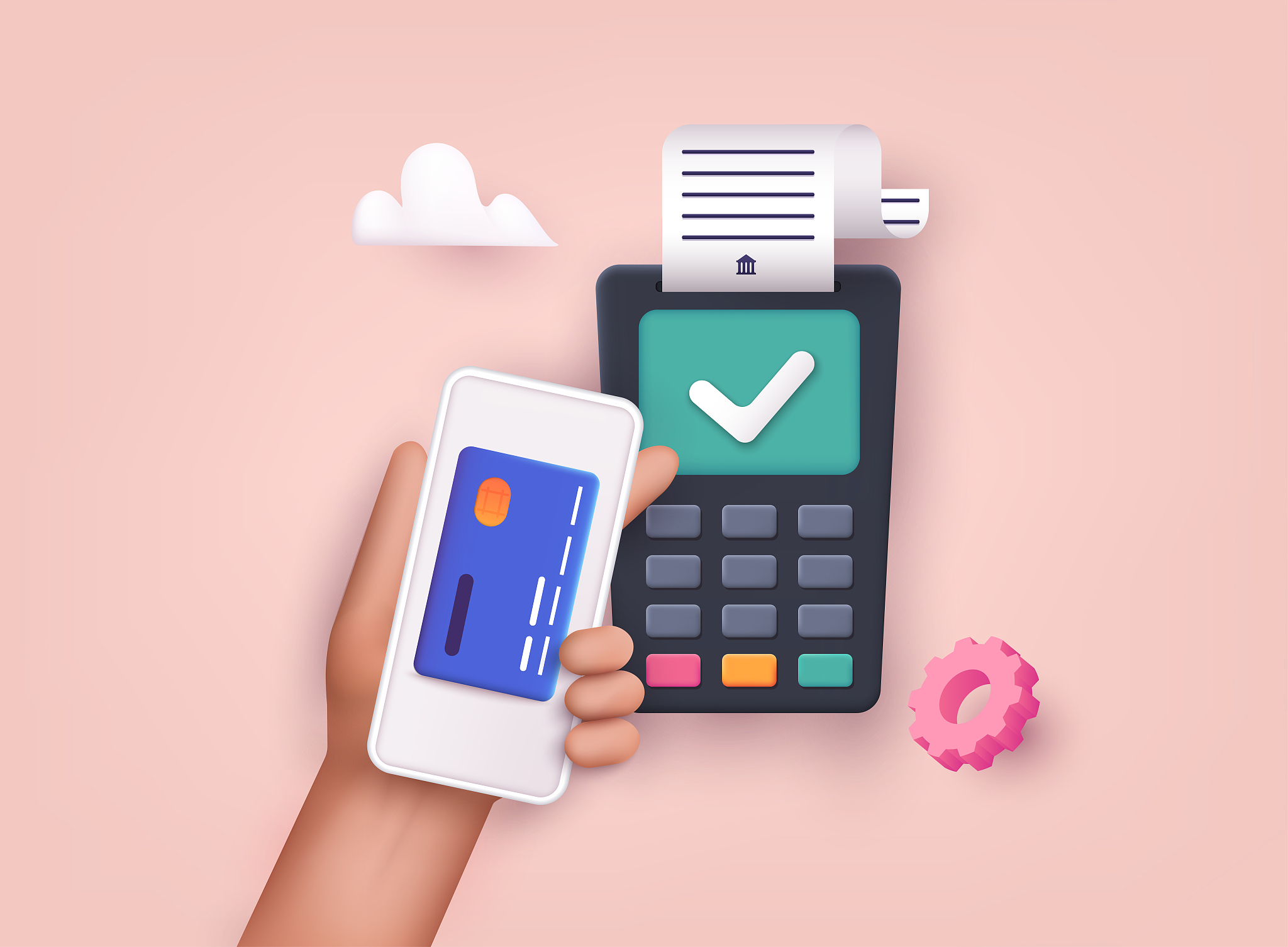 3d web vector illustrations. contactless payment. near field com