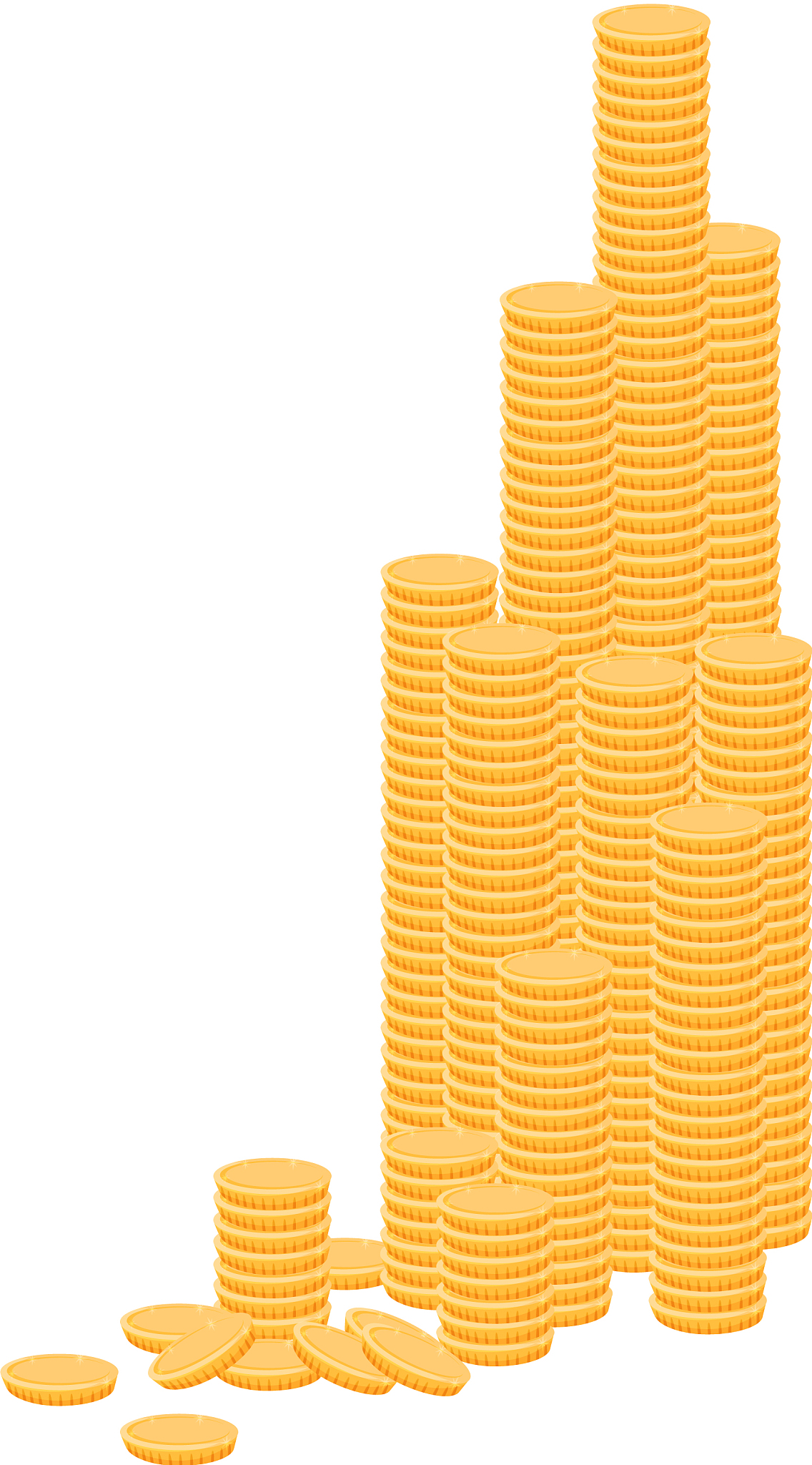 high stacks of gold coins financial growth