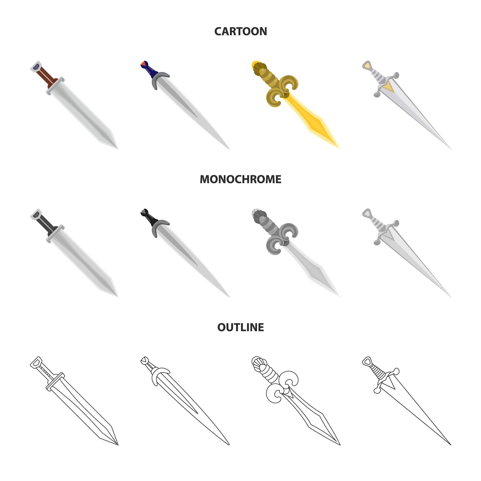design game and armor symbol set of