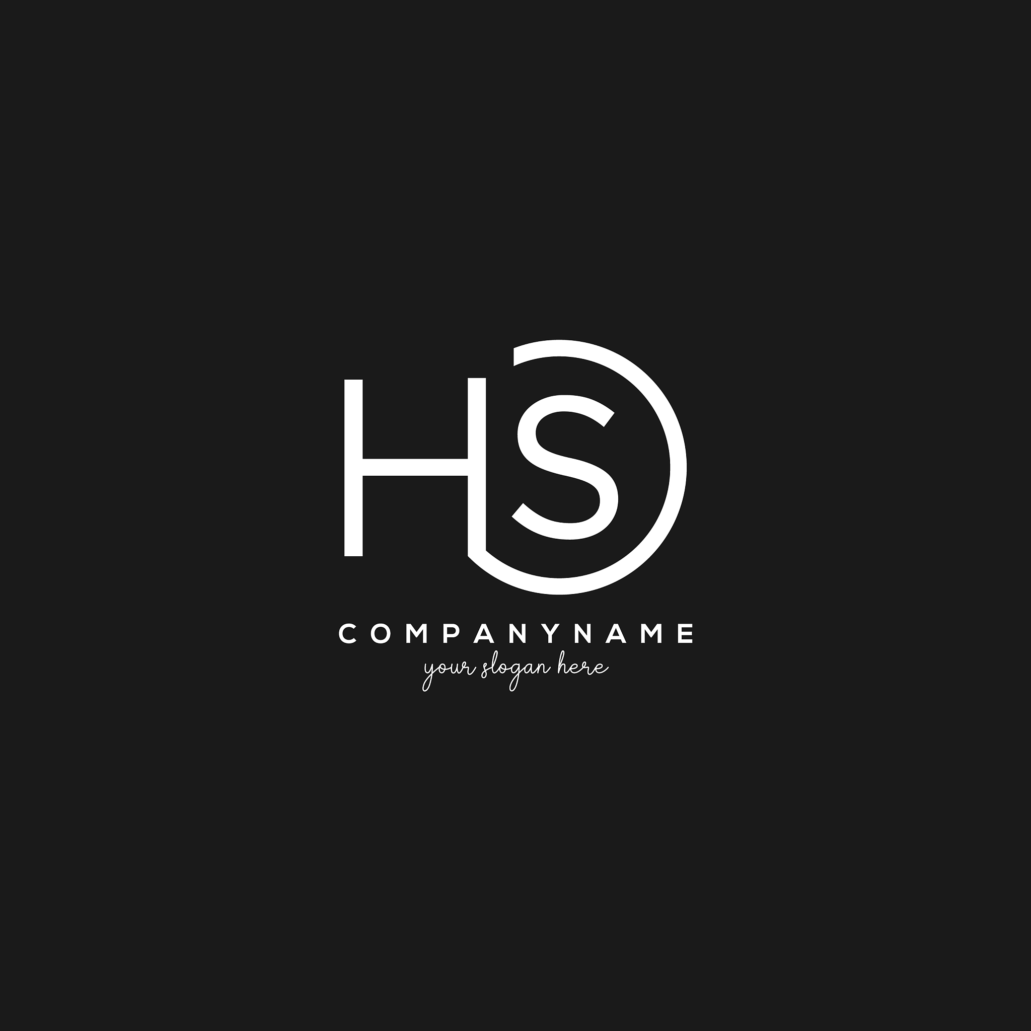 initial hs letter logo with circle template