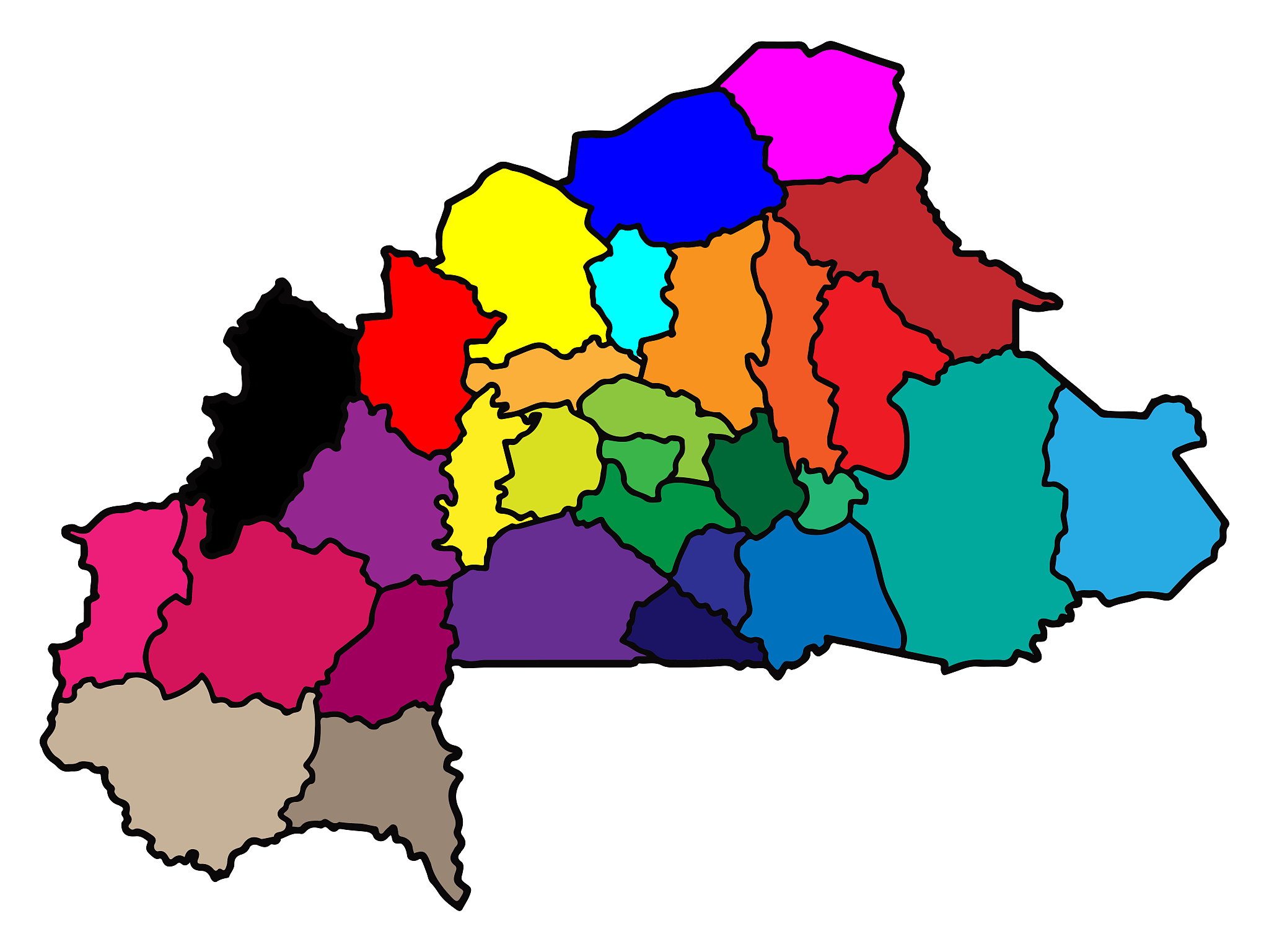 burkina faso detailed provinces map 3d vector illustration eps 1
