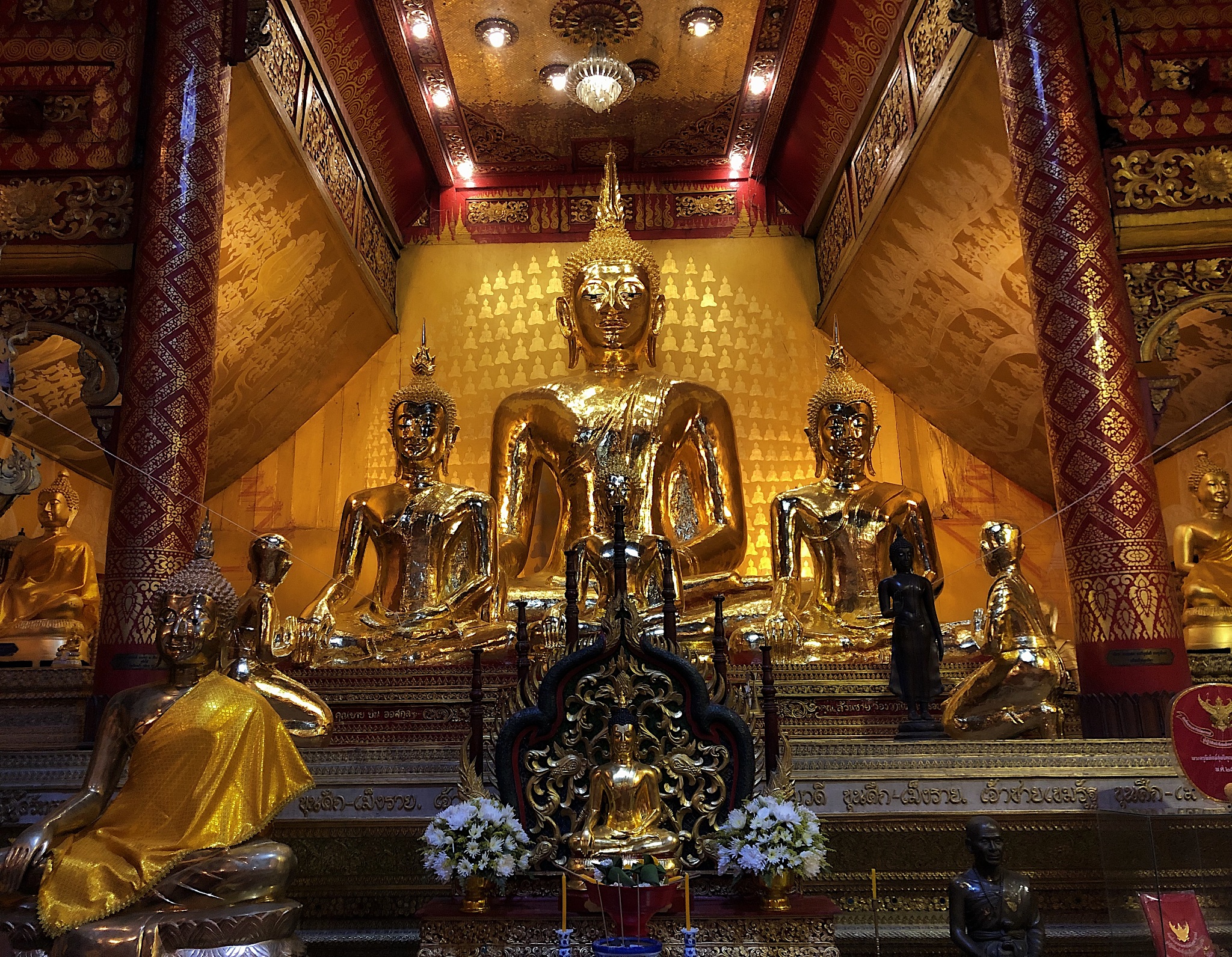 golden buddha image at thai temple .