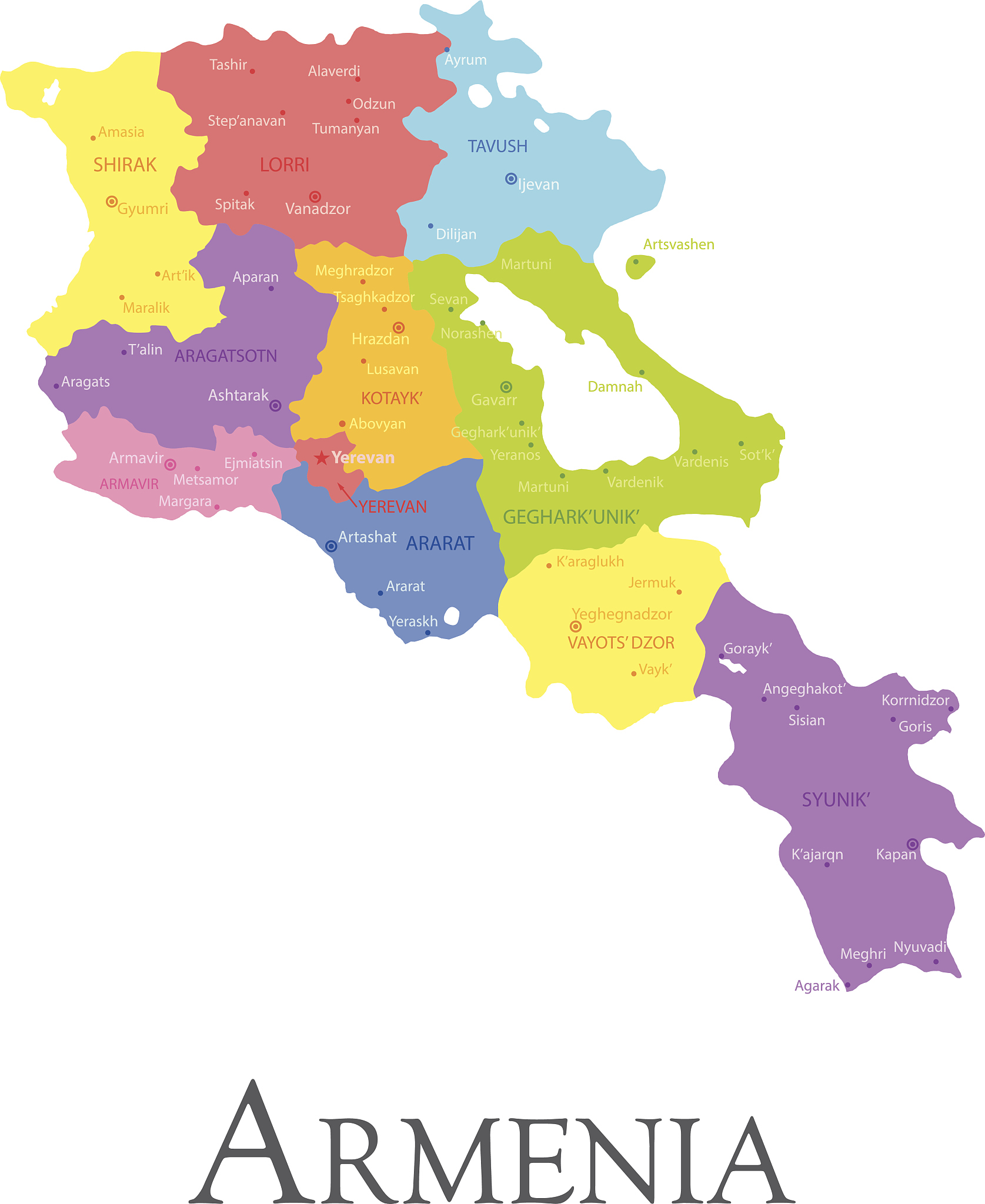 armenia regional map