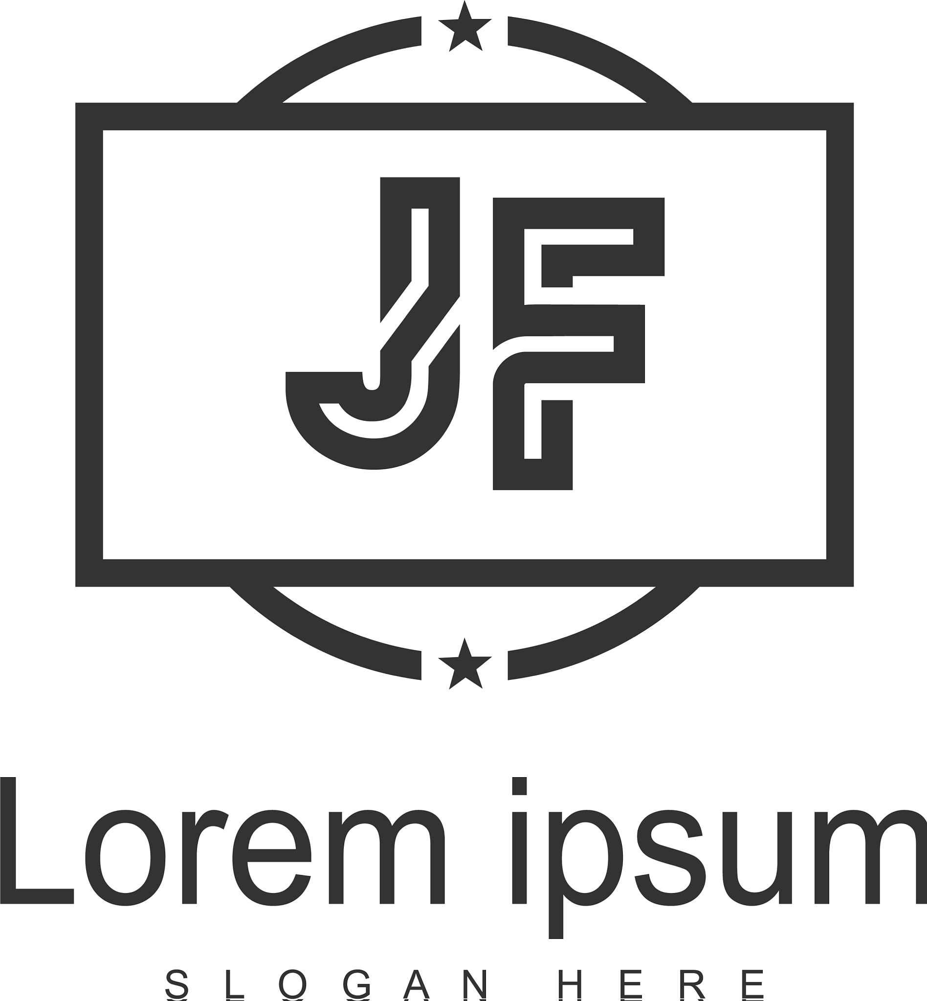 initial je logo template with modern frame