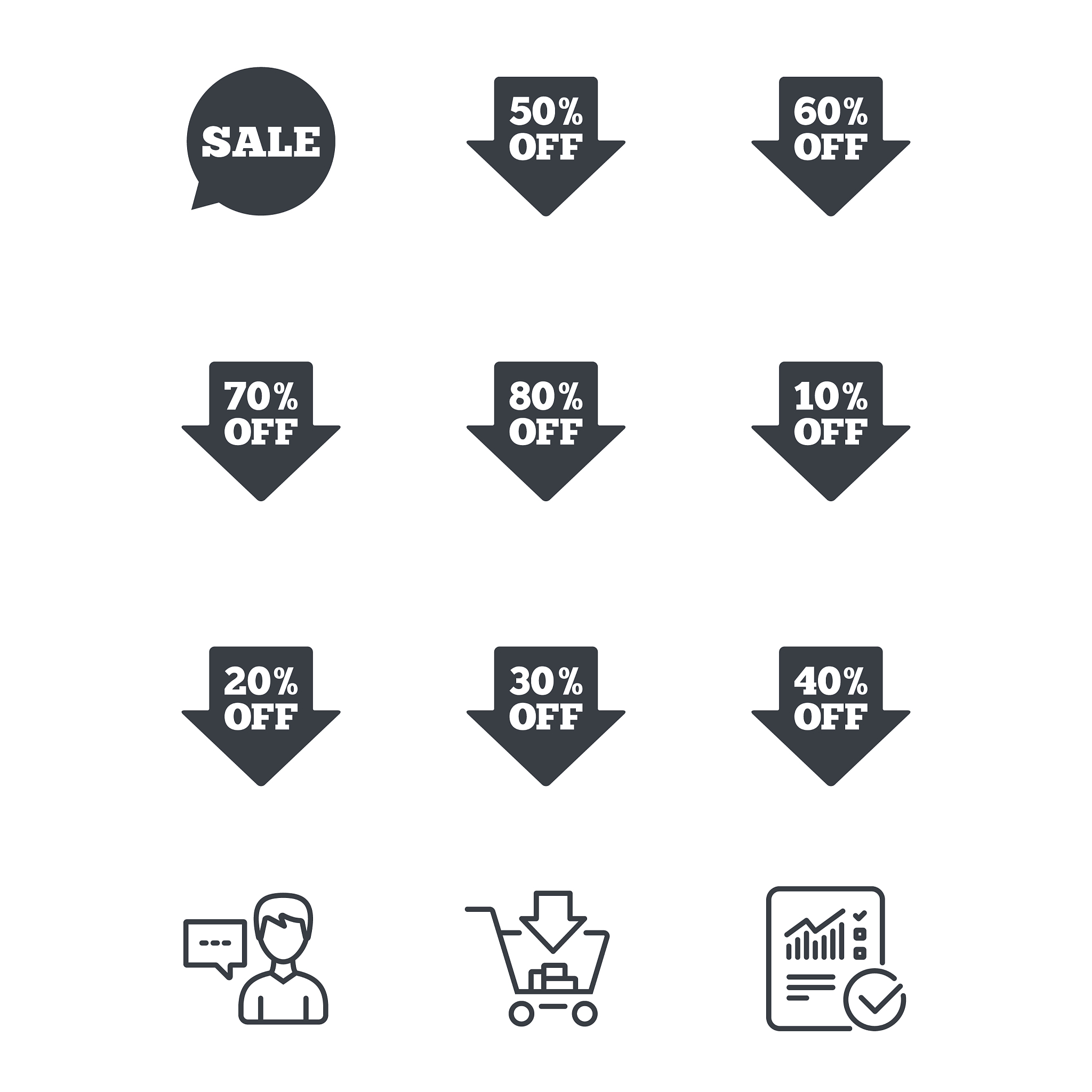 sale discounts icons special offer signs