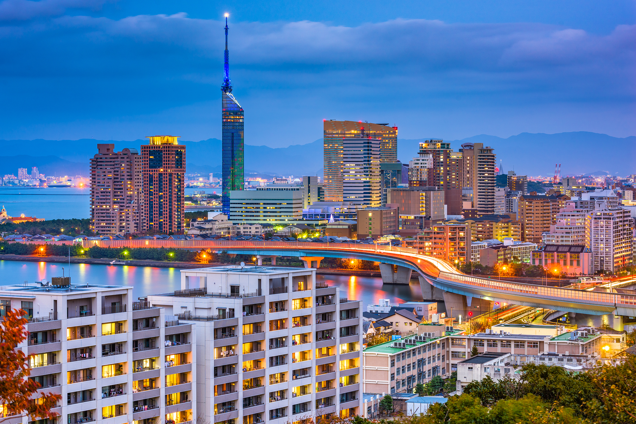 fukuoka, japan skyline
