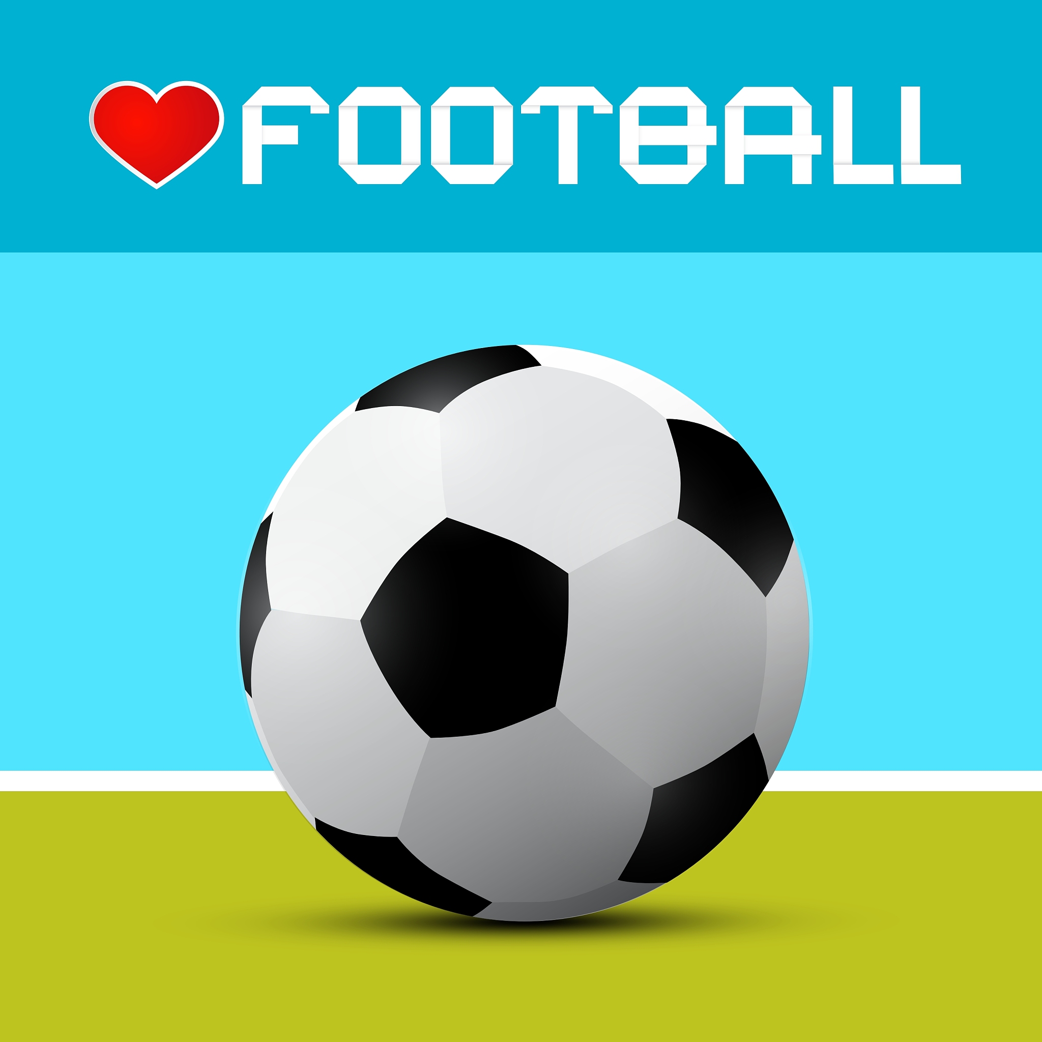 love football theme on blue and green background