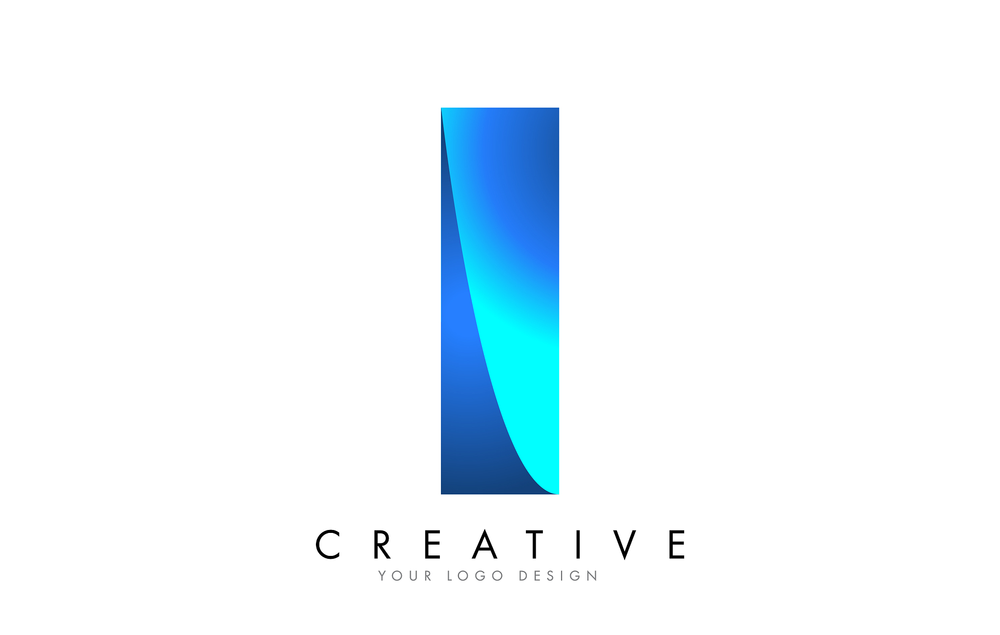 i letter logo design with 3d and ribbon effect