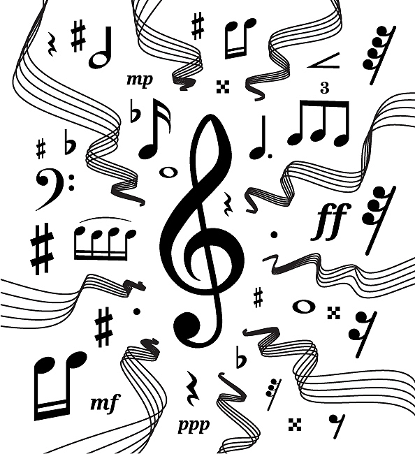 musical staves with music