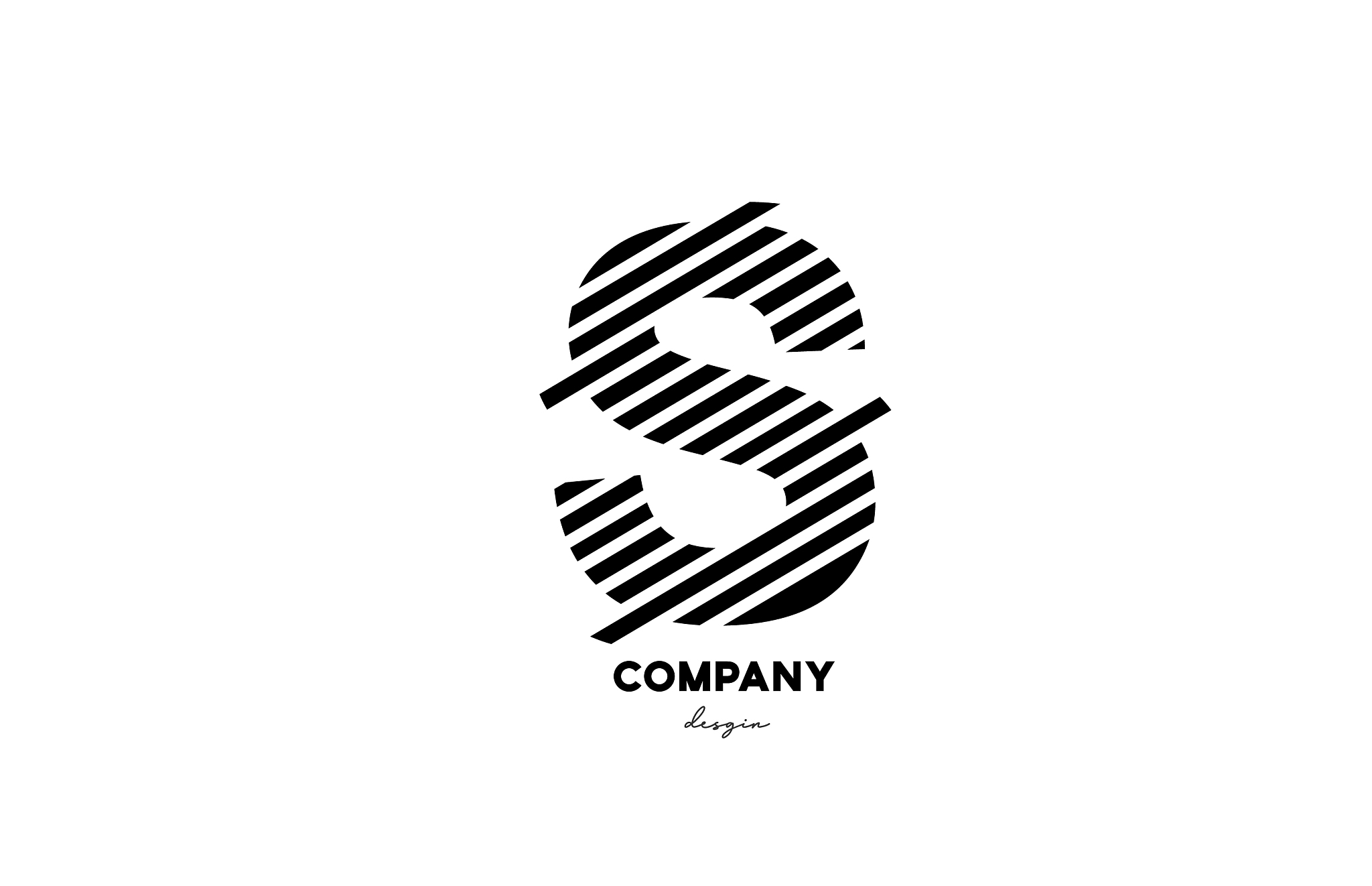 black and white s alphabet letter logo design