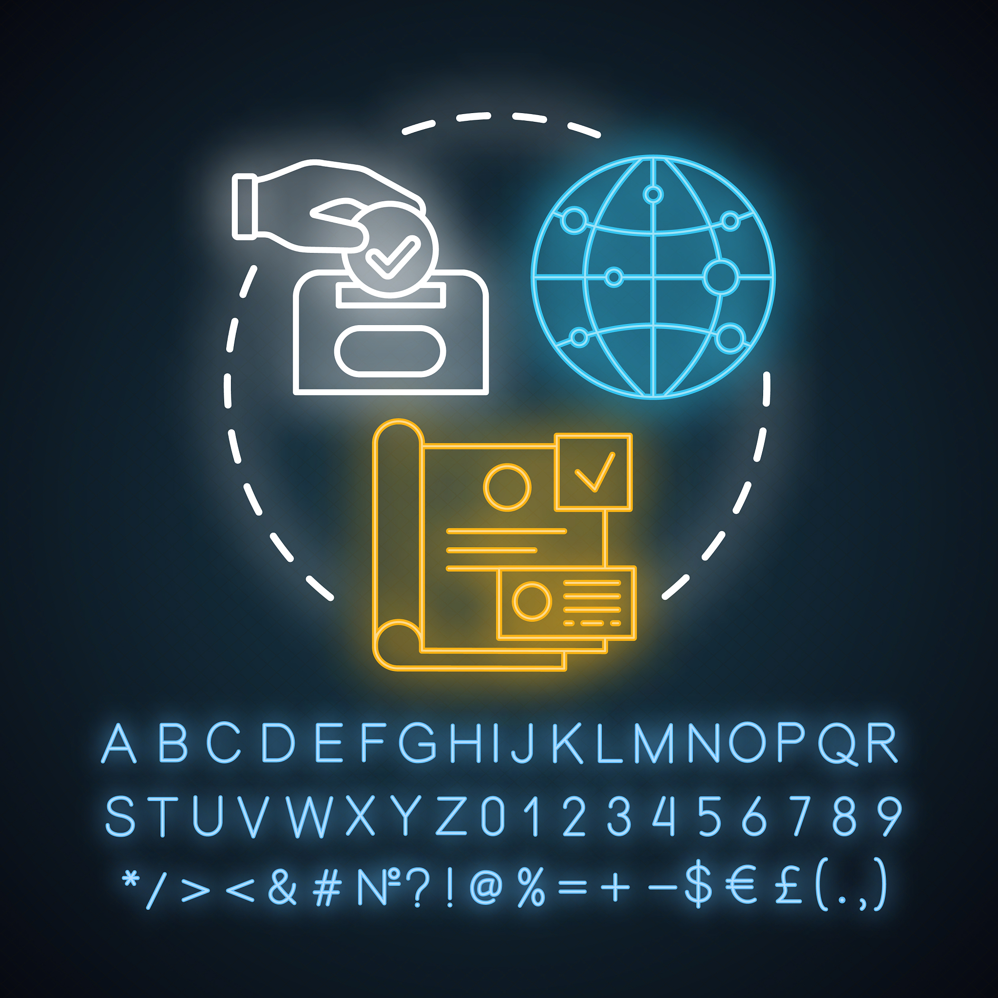 elections neon light concept icon general