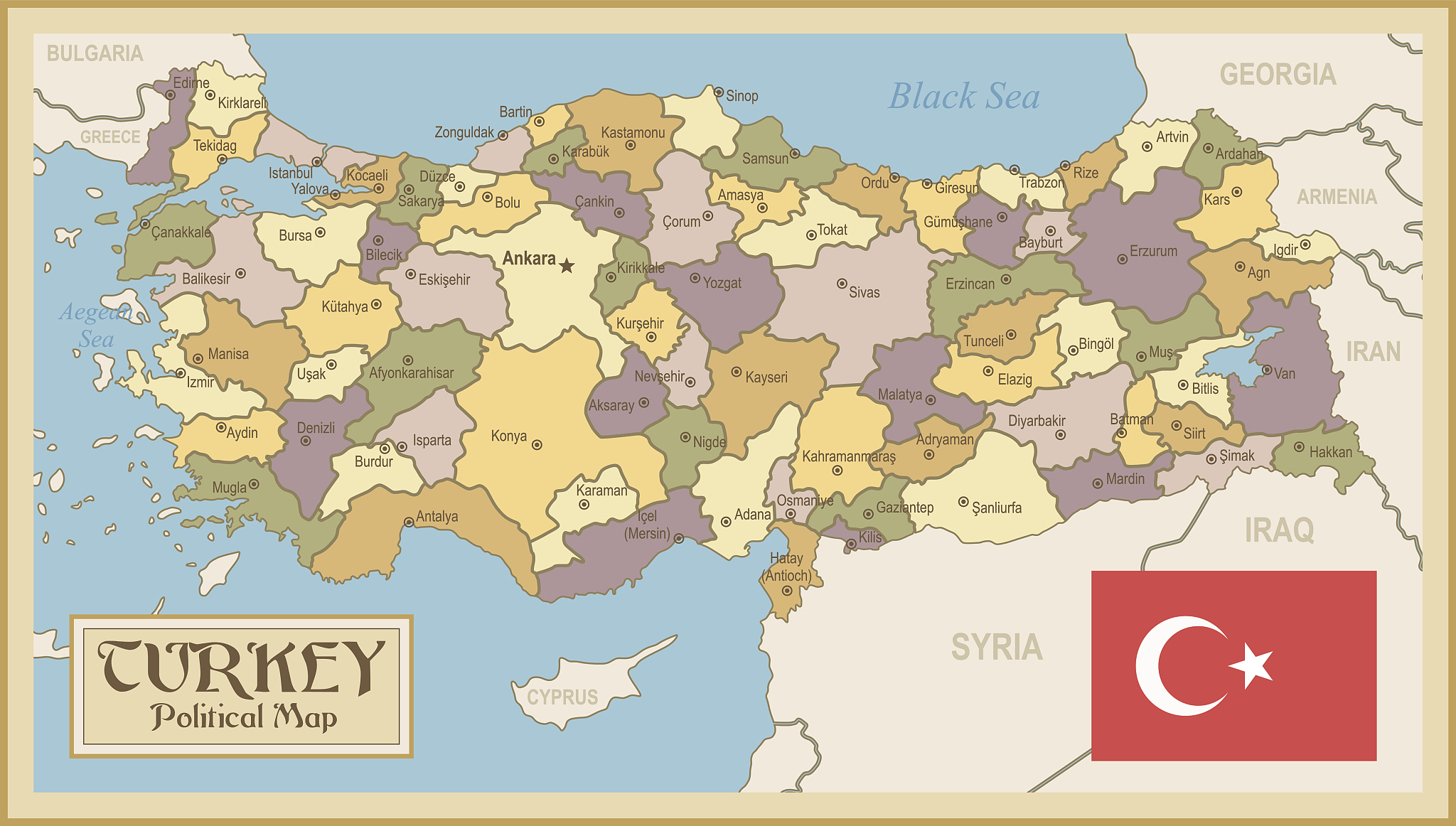 vintage map of turkey