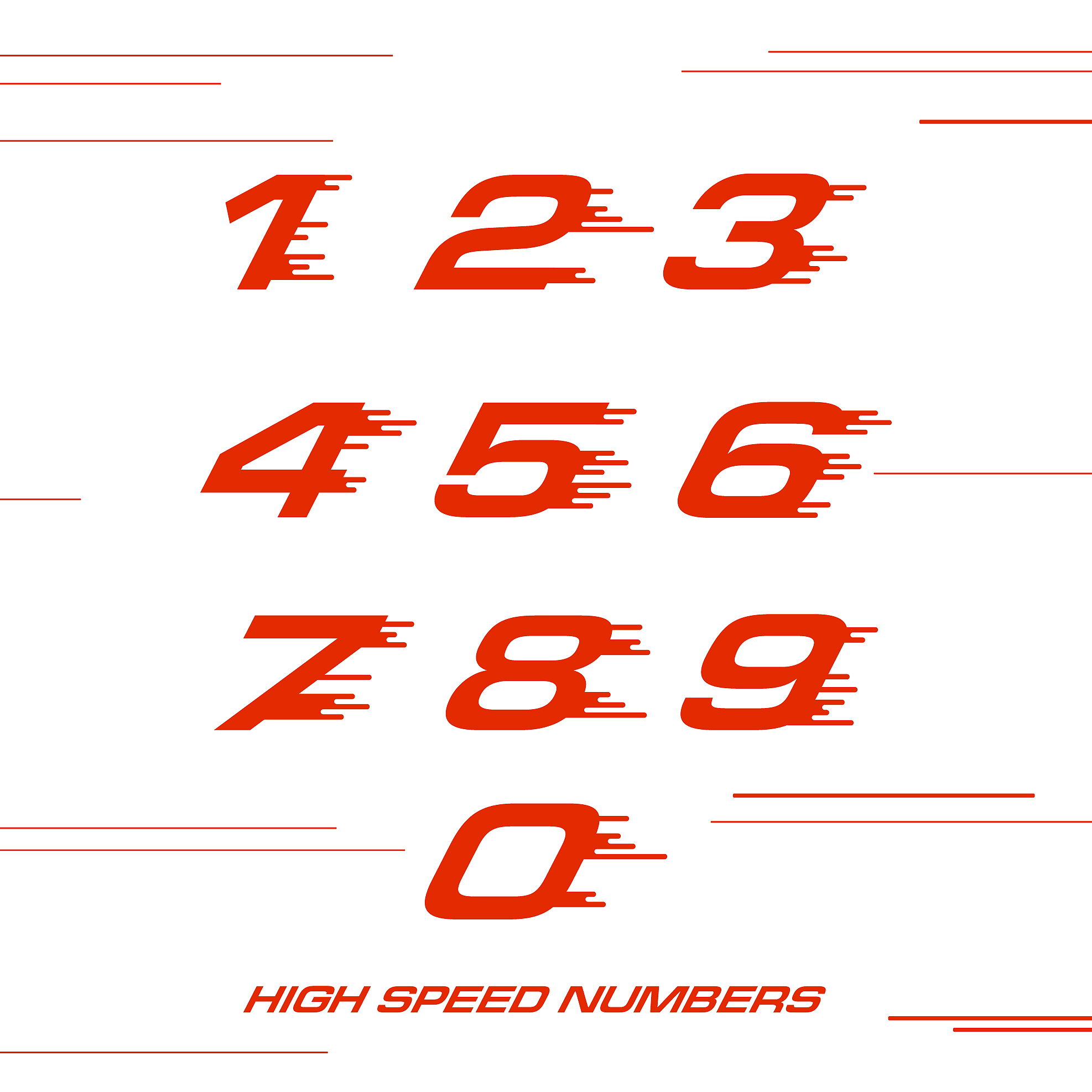 speed sport numbers set logo design template