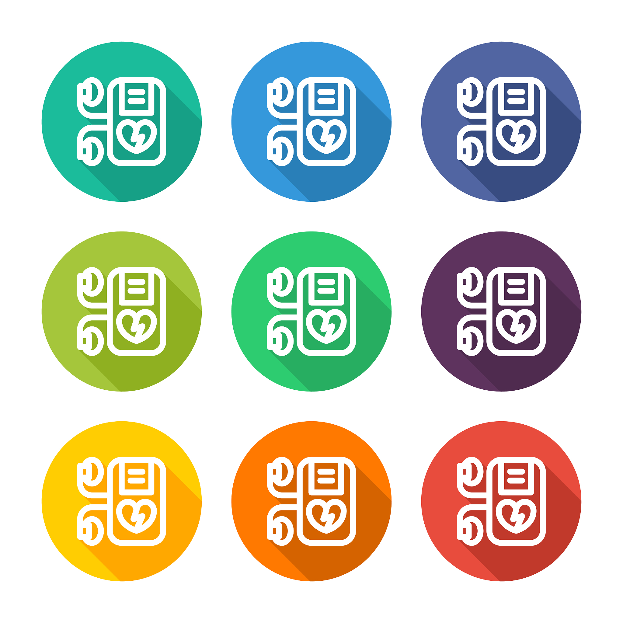 illustration icon for defibrillators with several color alternat