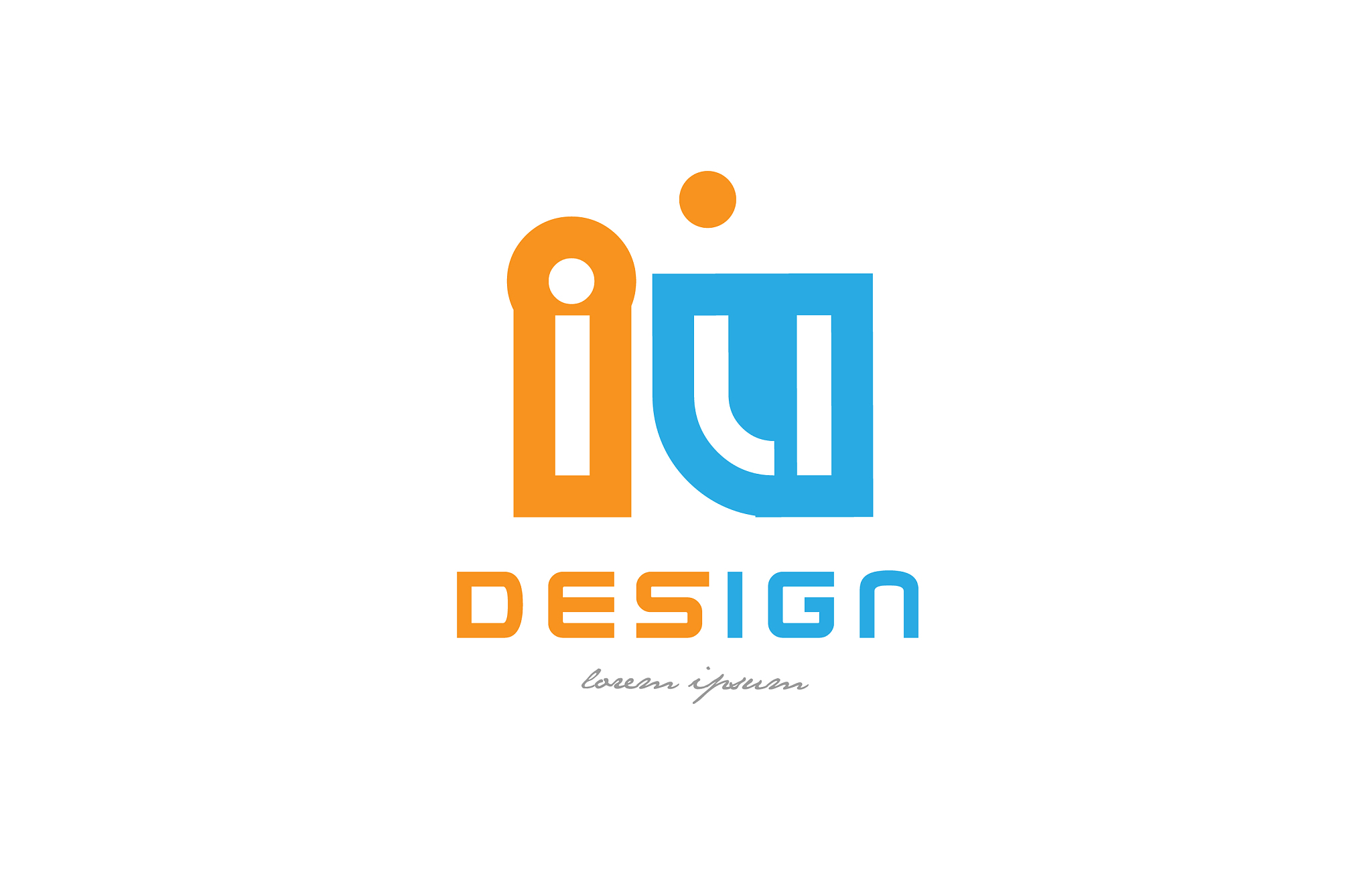 iu i u orange blue alphabet letter logo