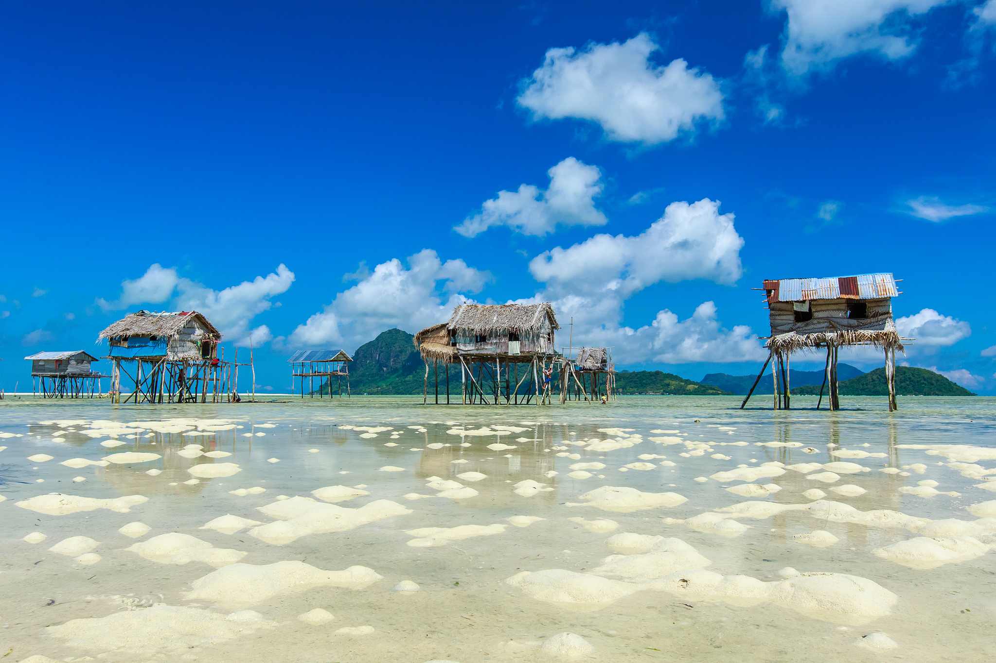 beautiful landscapes view borneo sea gypsy water village