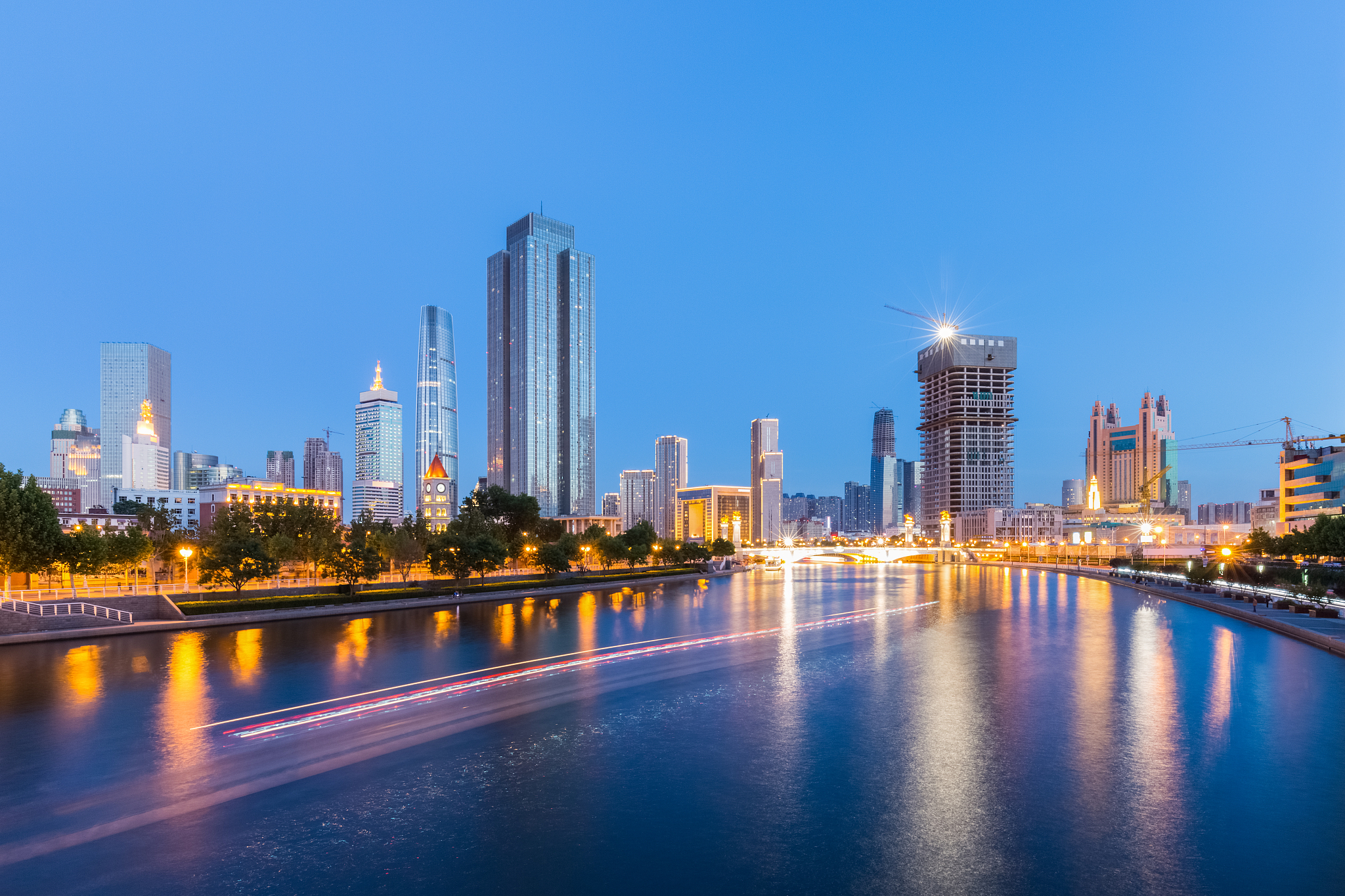 night view of tianjin cityscape