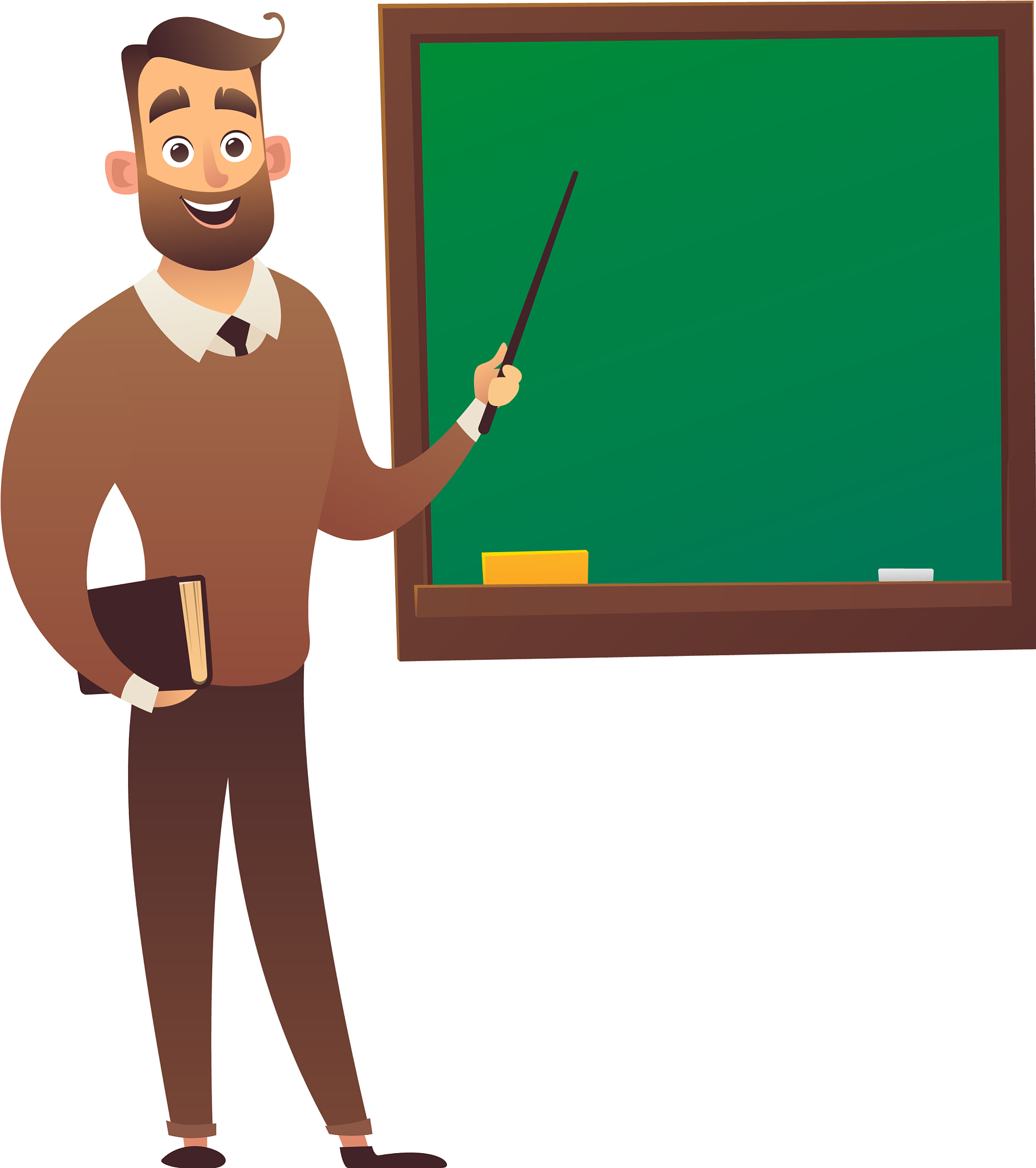 teacher professor standing in front of blackboard