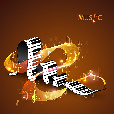 piano keys and abstract lines