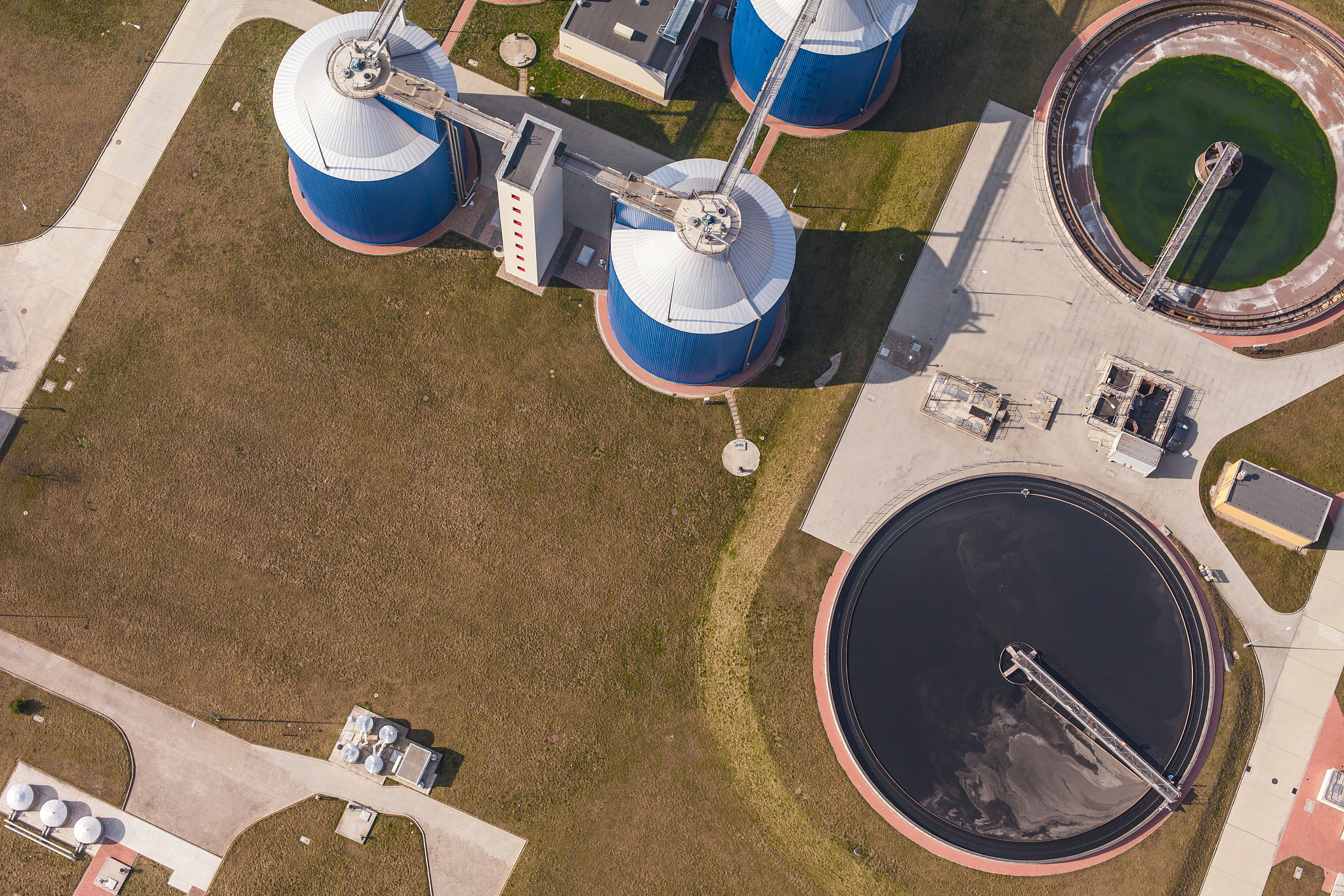 aerial view of sewage treatment plant