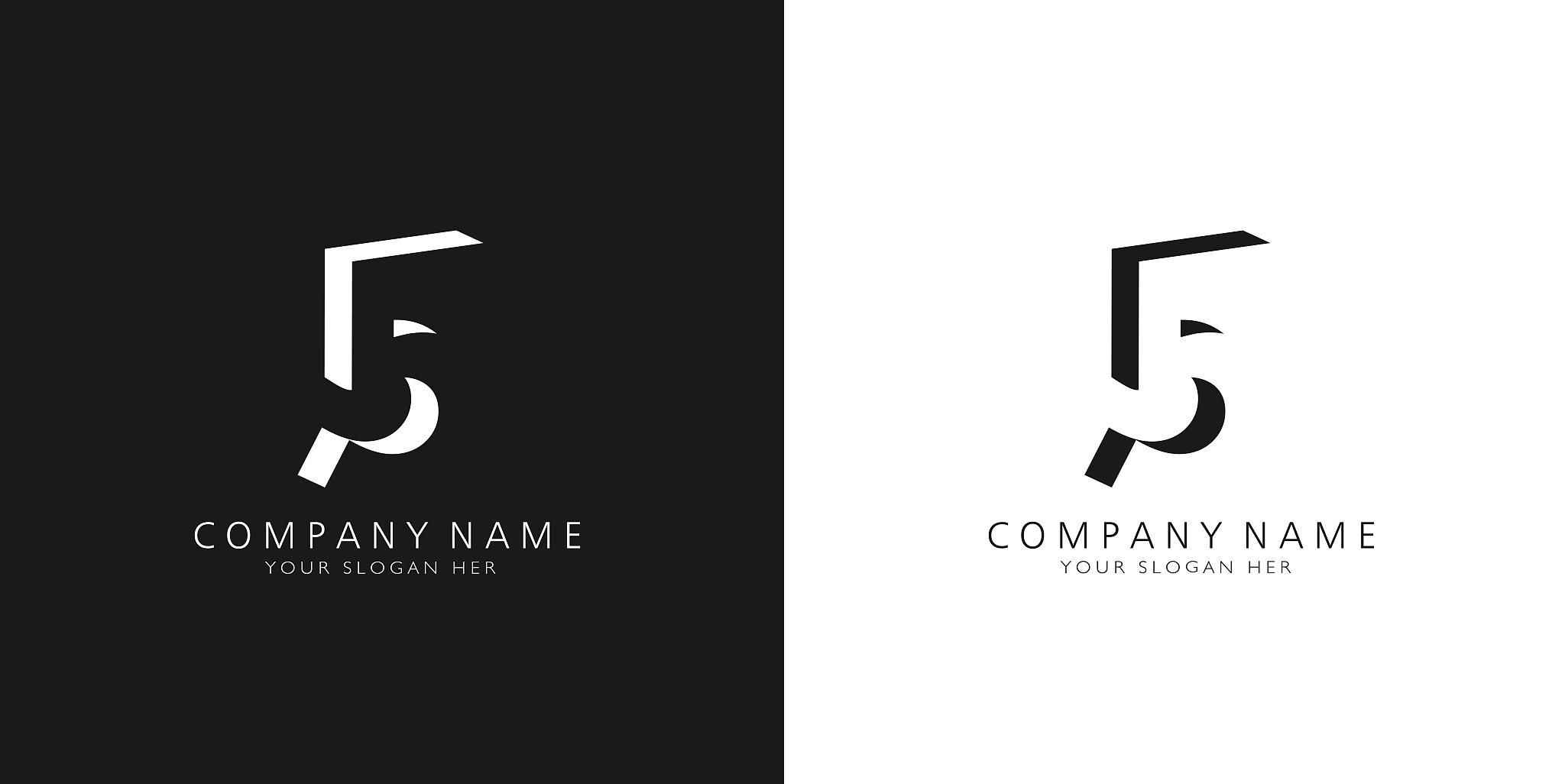5 logo numbers modern black and white design