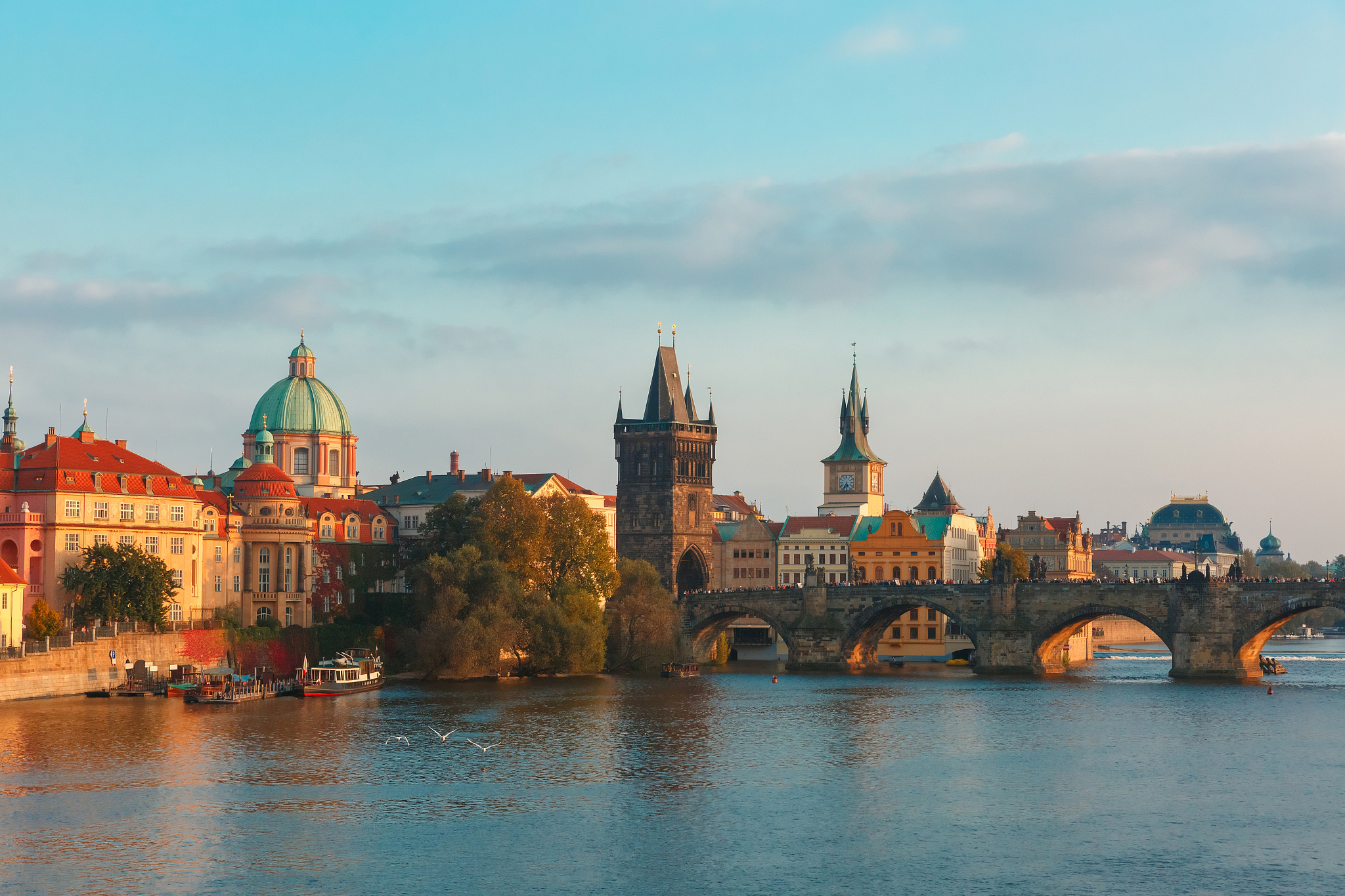 charles bridge in prague (czech republic) at evening