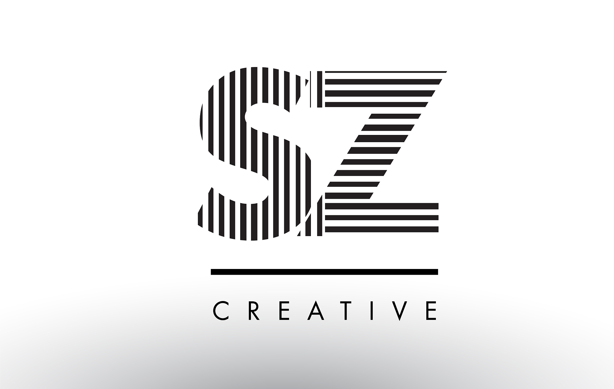 sz s z black and white lines letter logo design