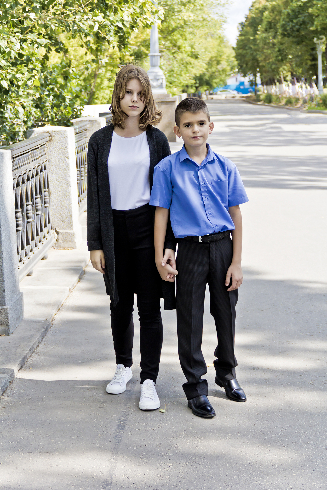 brother and sister in summer