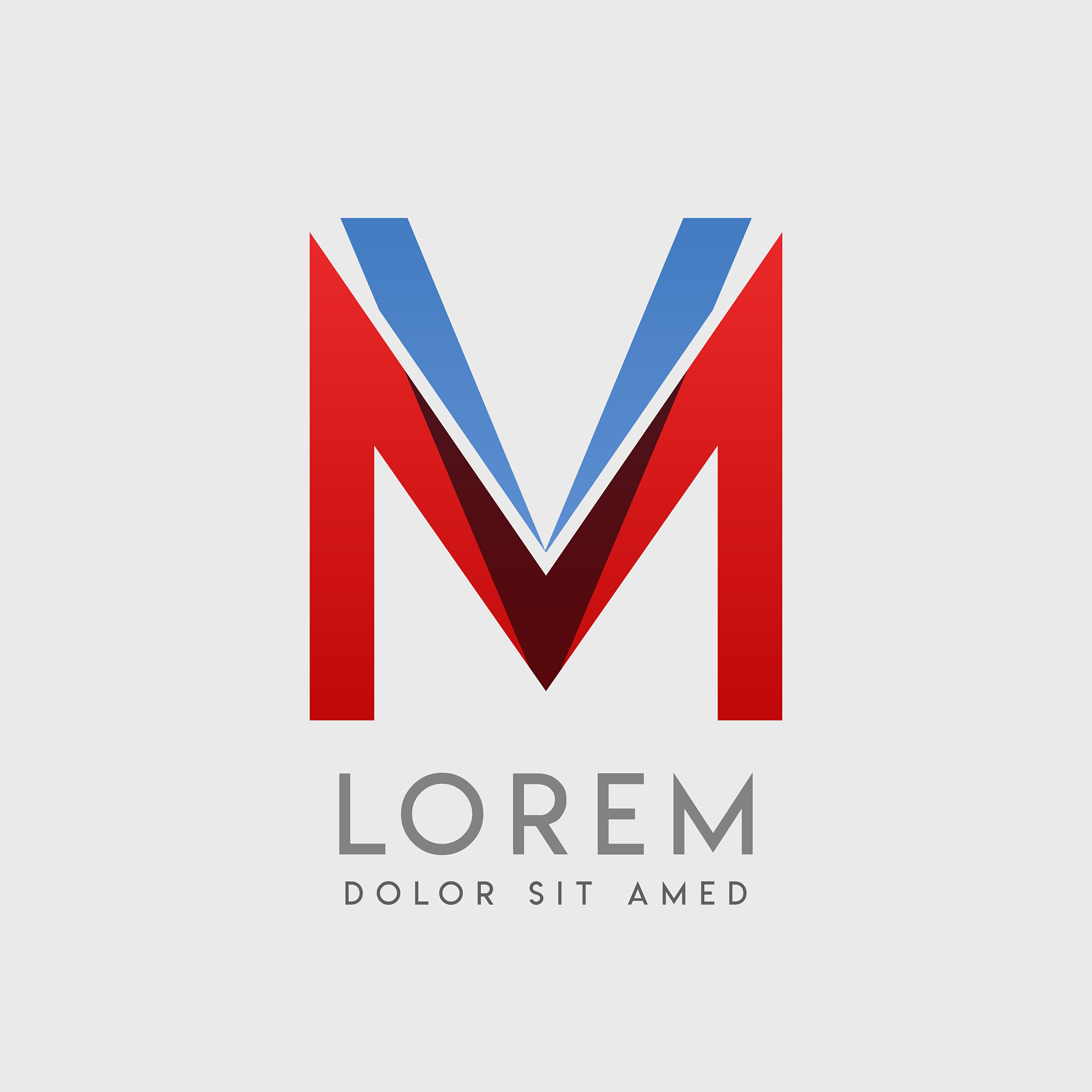 mv logo letters with blue and red gradation