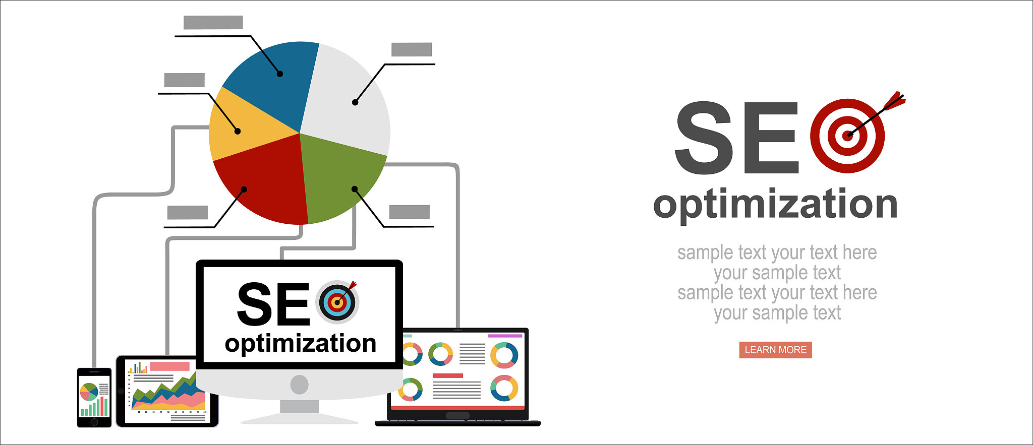 flat illustration web analytics design , seo optimization.