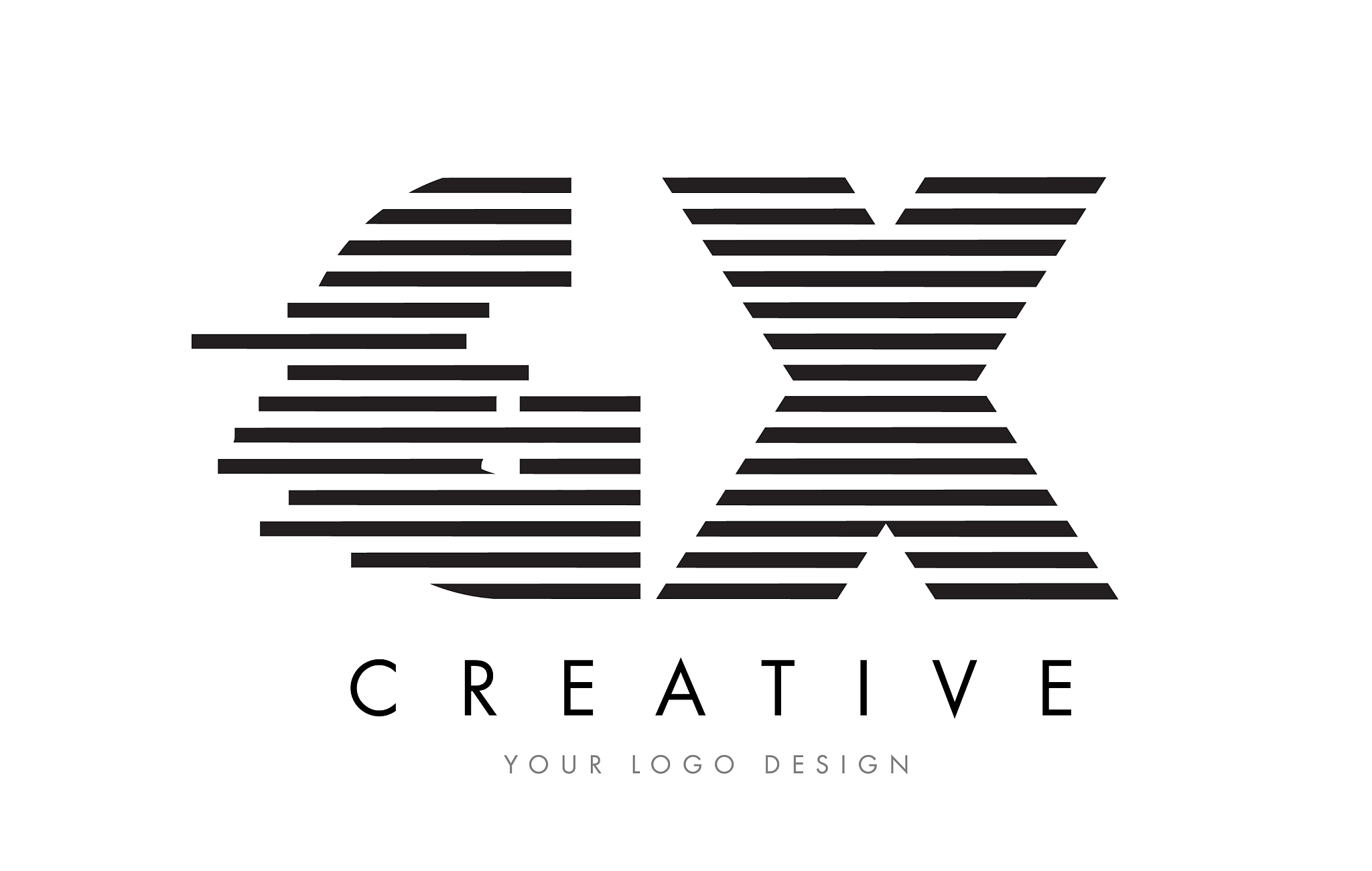 gx g x zebra letter logo design with black and