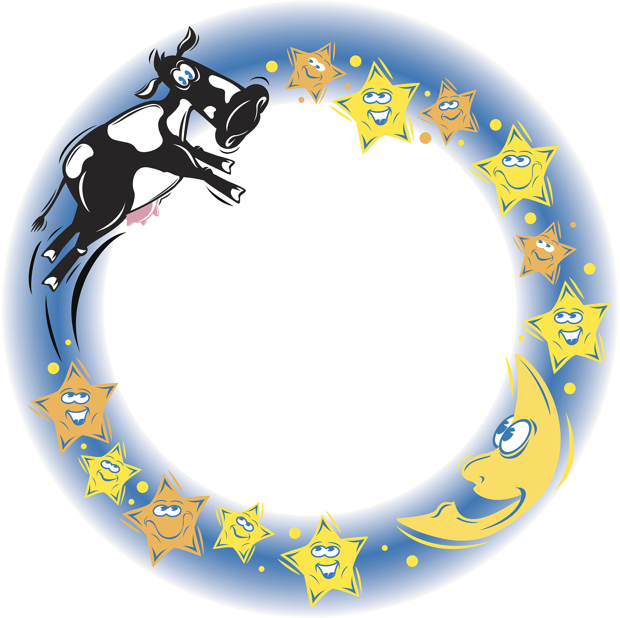 border, animated cow jumping over moon  color  also available in