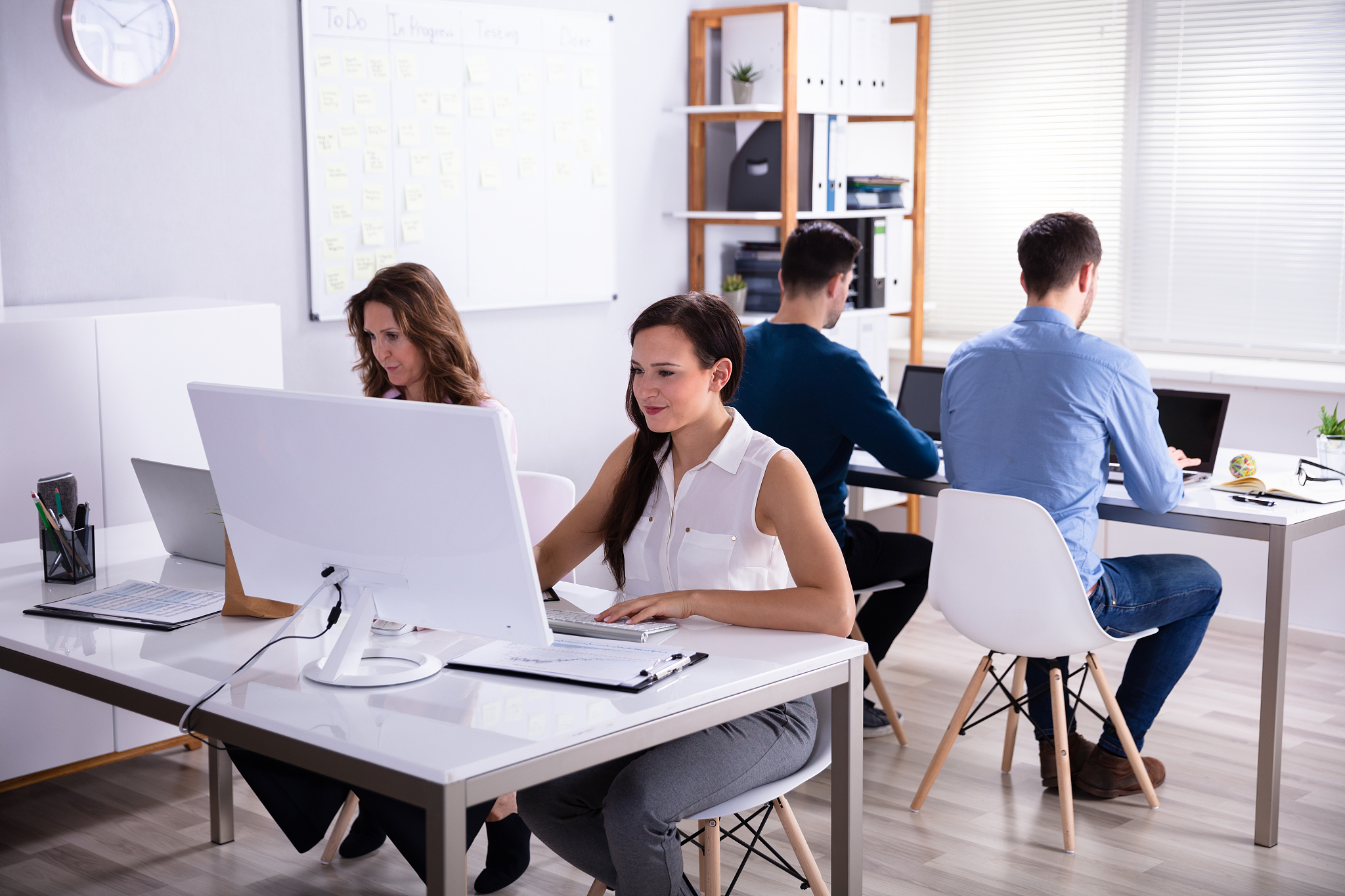 happy business people at workplace
