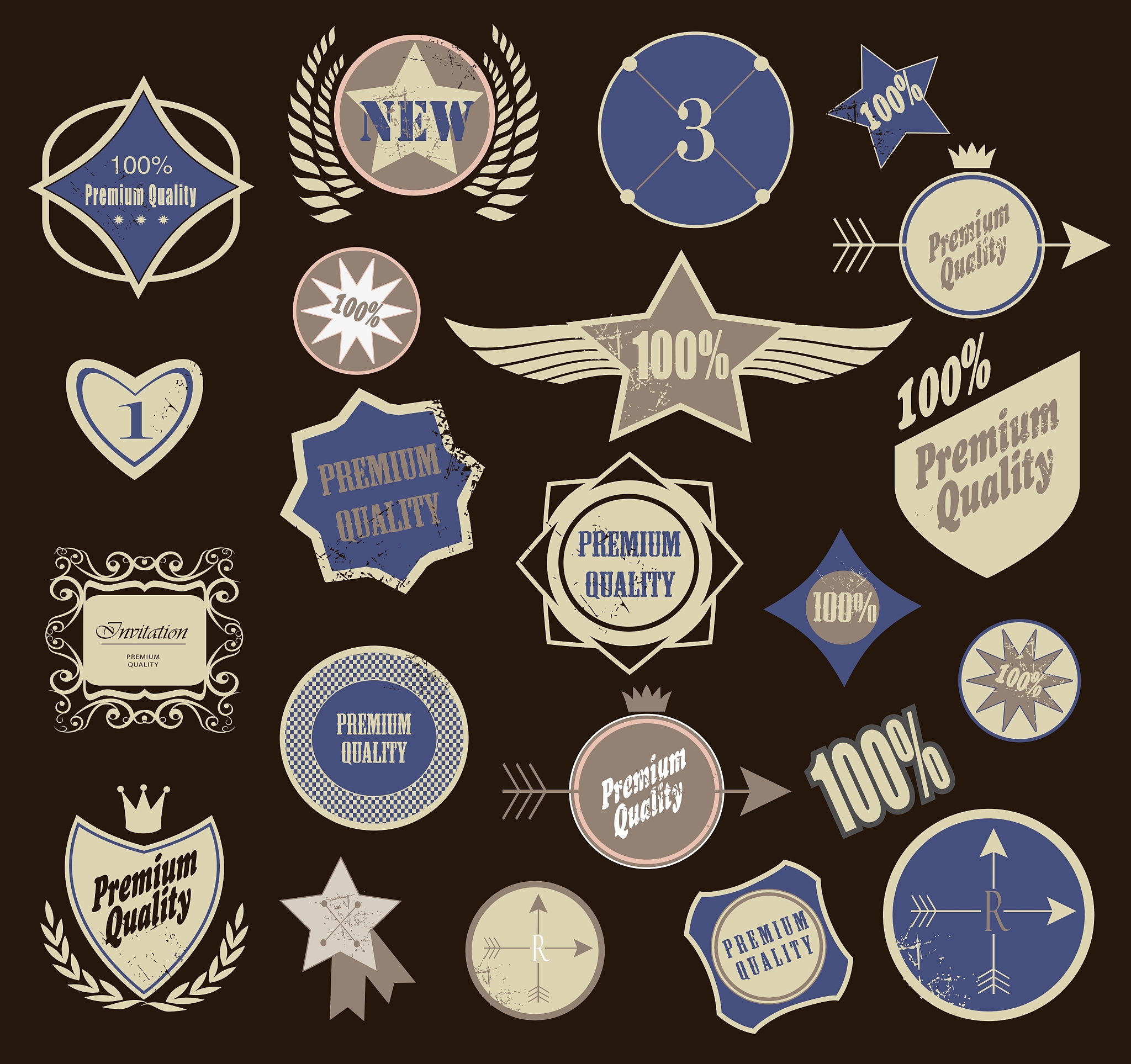 set of retro vintage labels