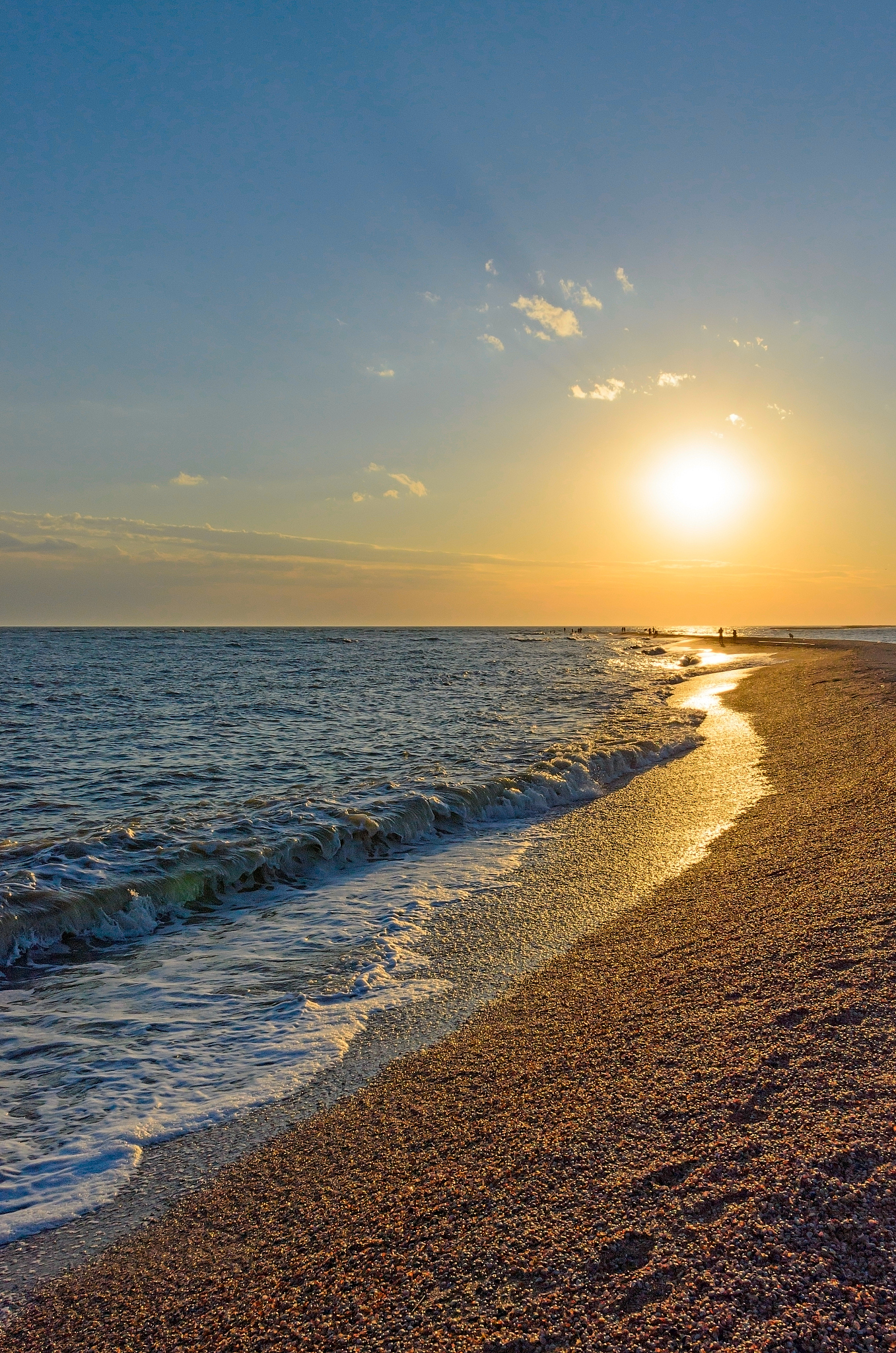 sunset on doljanskaya spit in russia.