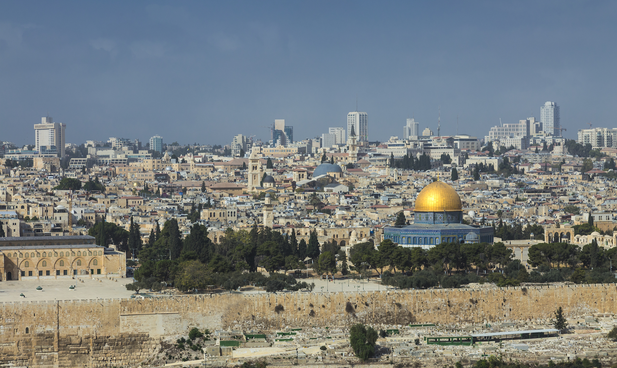 jerusalem old city skyline, view to the dome of the rock, islami