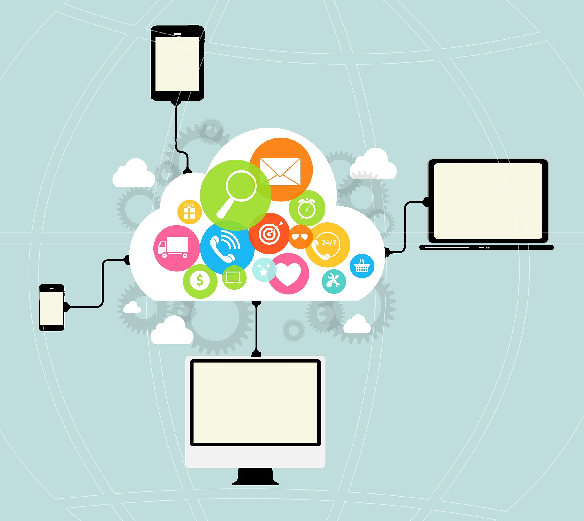 cloud computing concept on different electronic