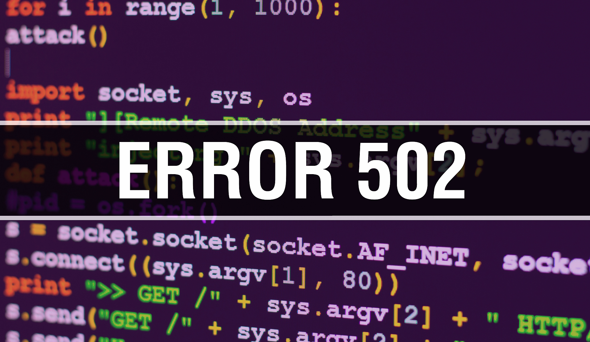 error 502 with abstract technology binary code background.digita