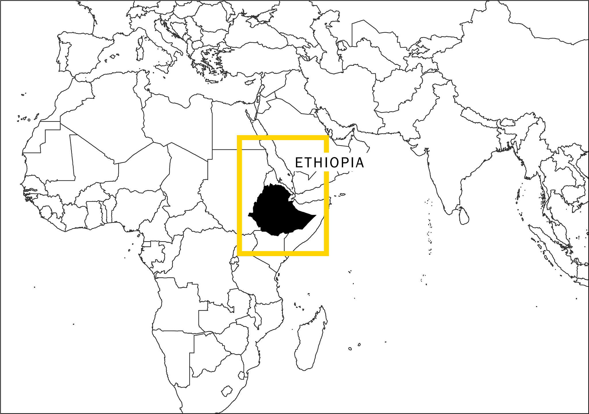 ethiopia map yellow frame geography