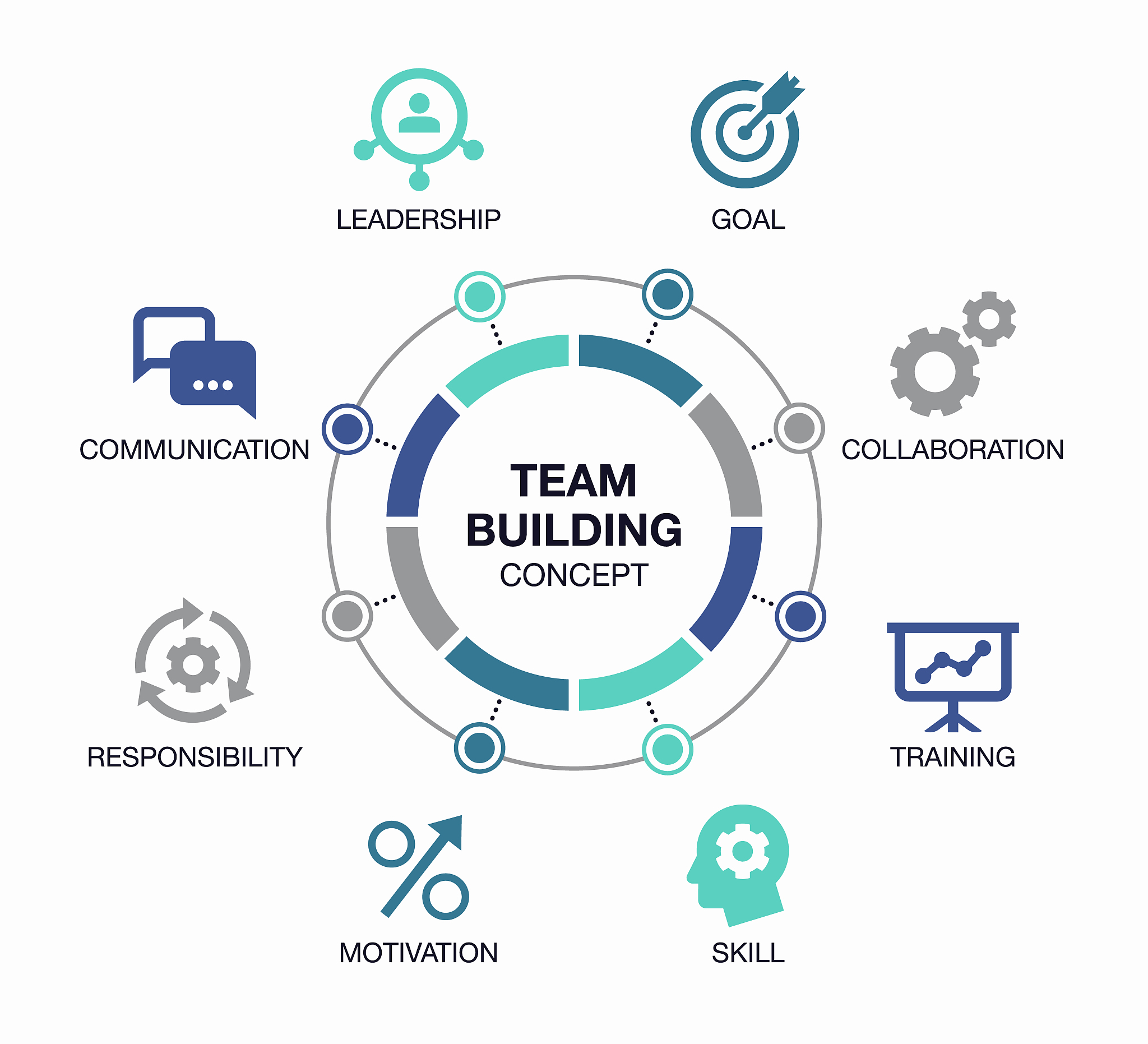 simple infographic for team building visualization with colorful