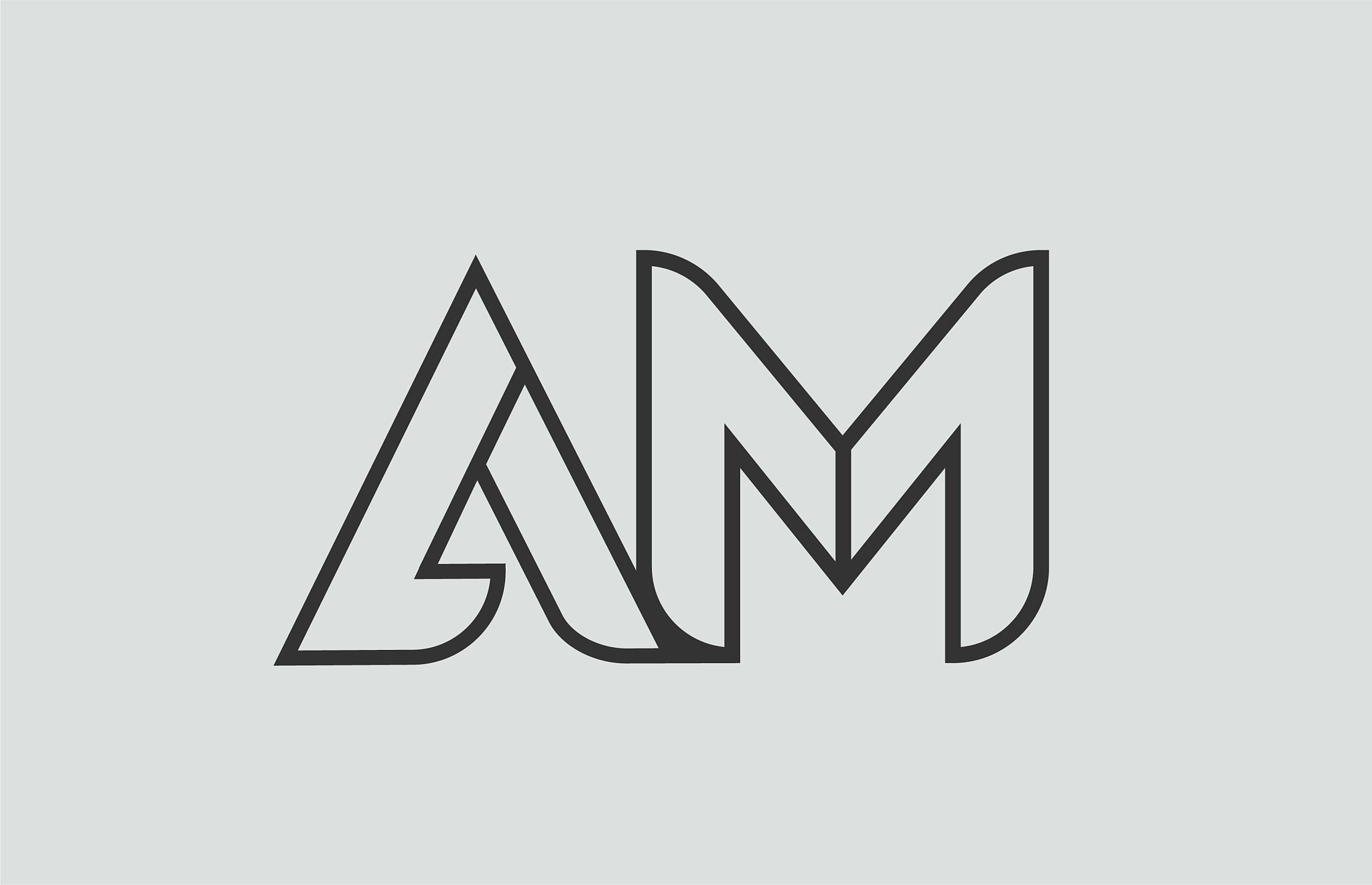 black and white alphabet letter am a m logo