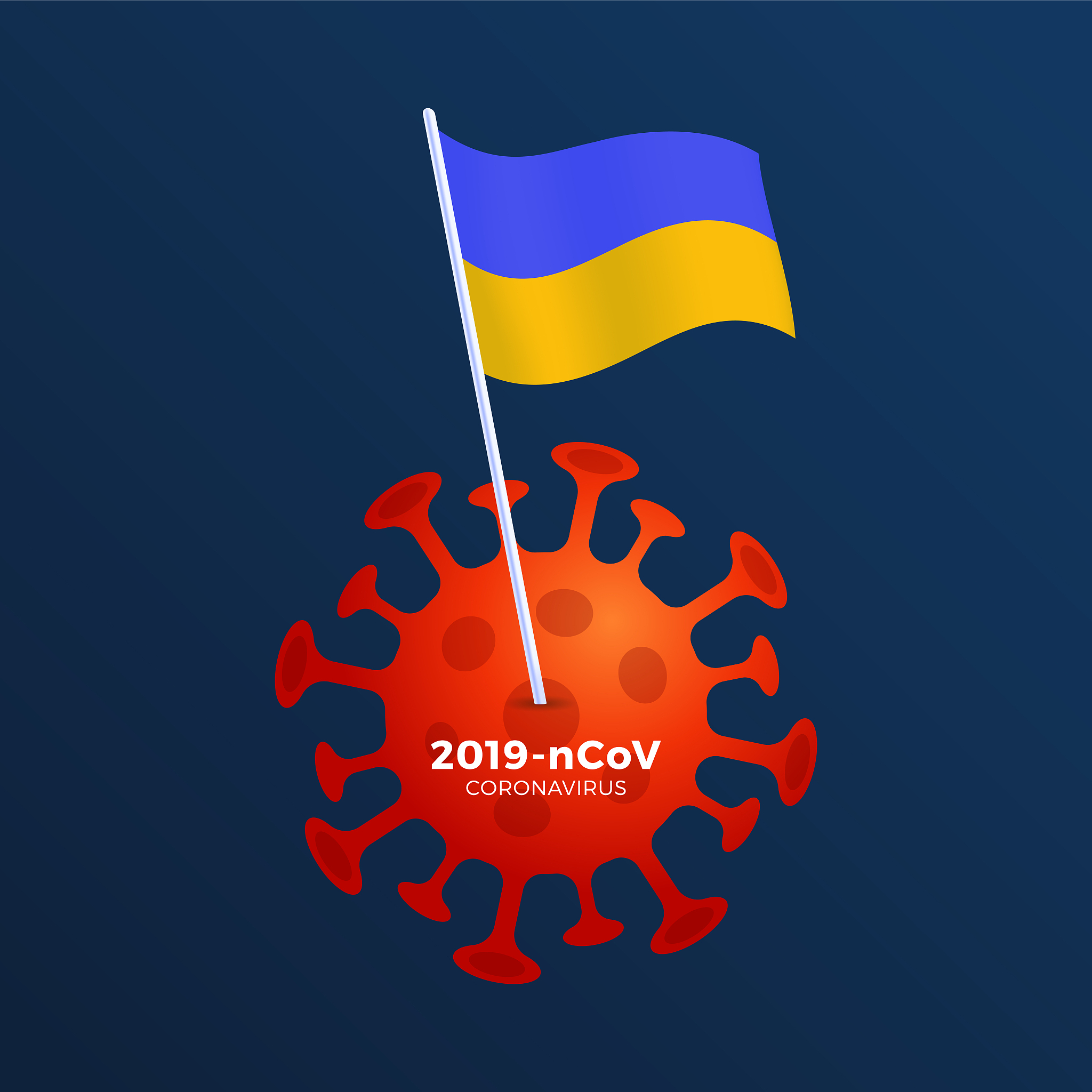 ukraine vector flag pinned to a coronavirus. stop 2019-ncov outb