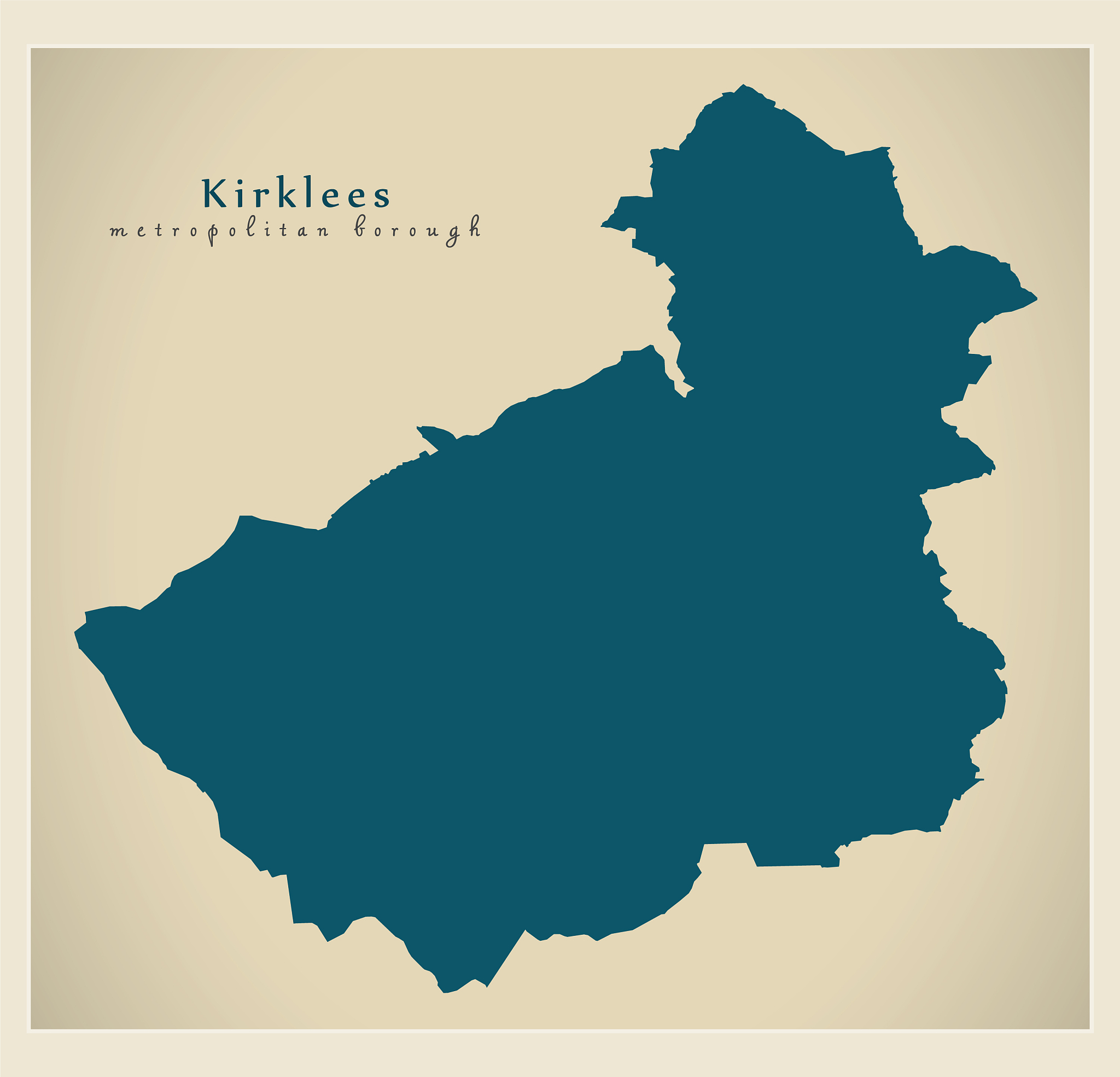 modern city map - kirklees metropolitan borough