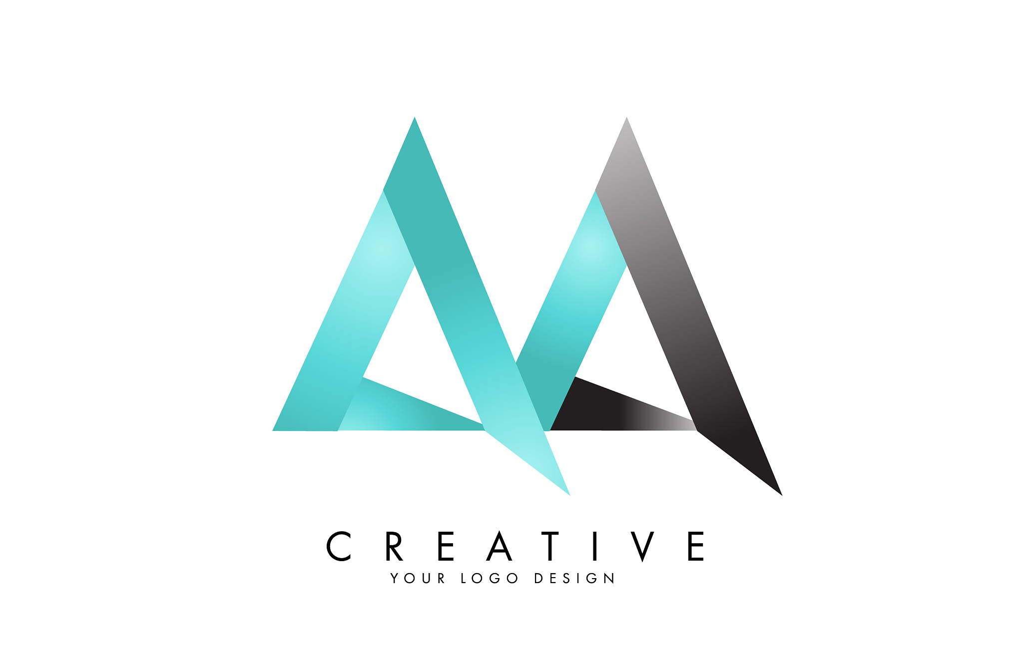 aa a letter logo design with ribbon effect and