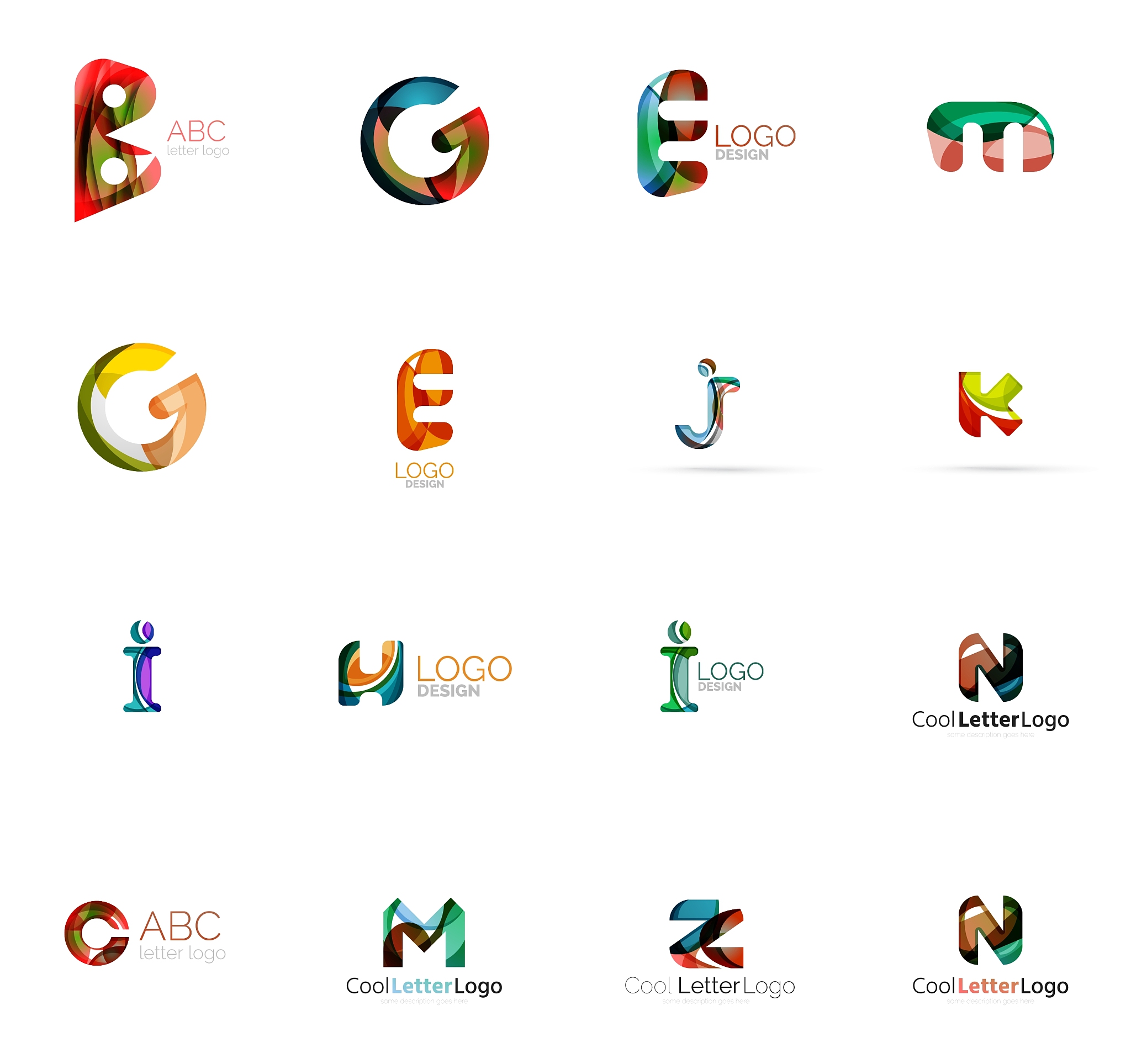 set of colorful abstract letter corporate logos