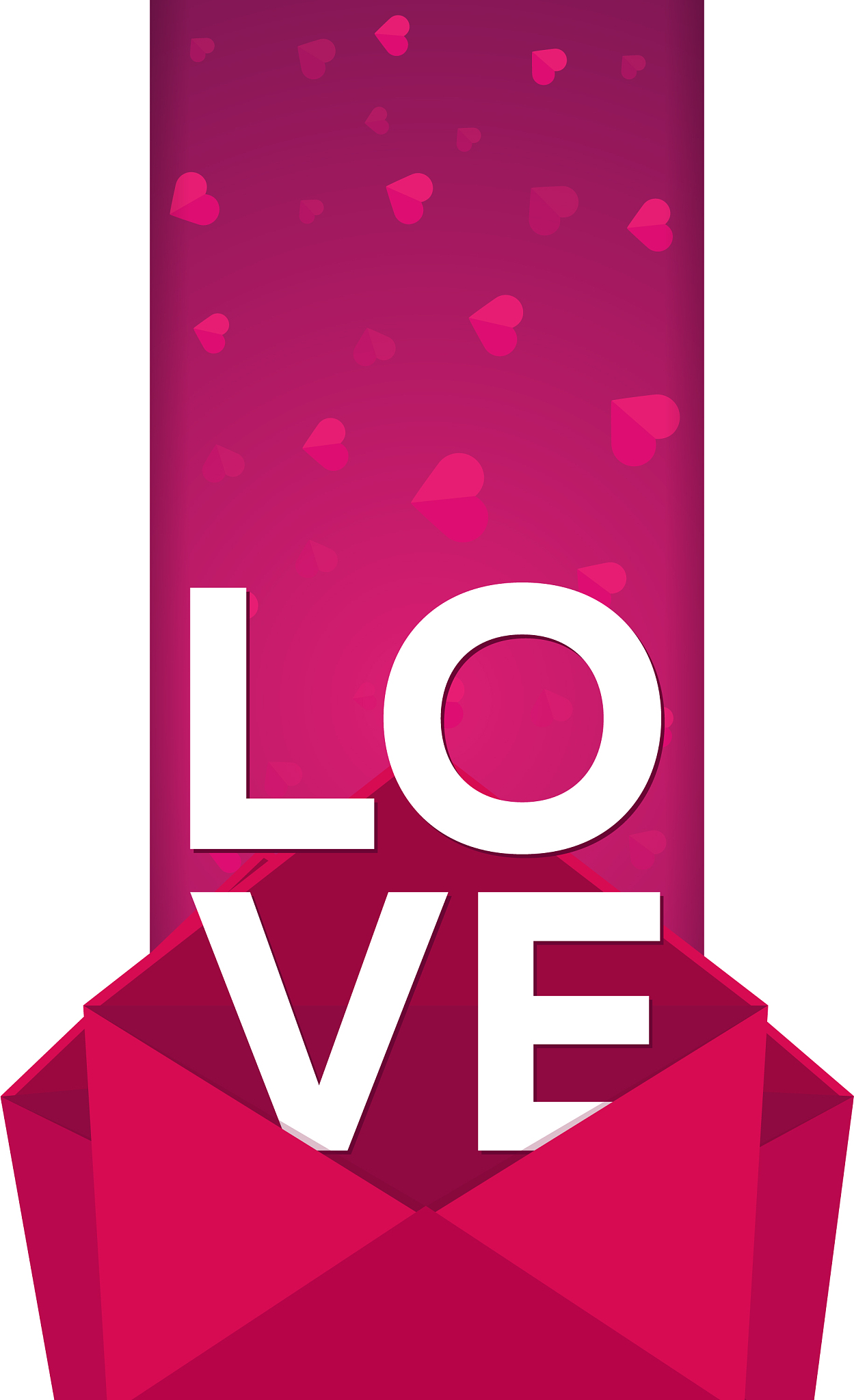happy valentines day pink envelope on pink