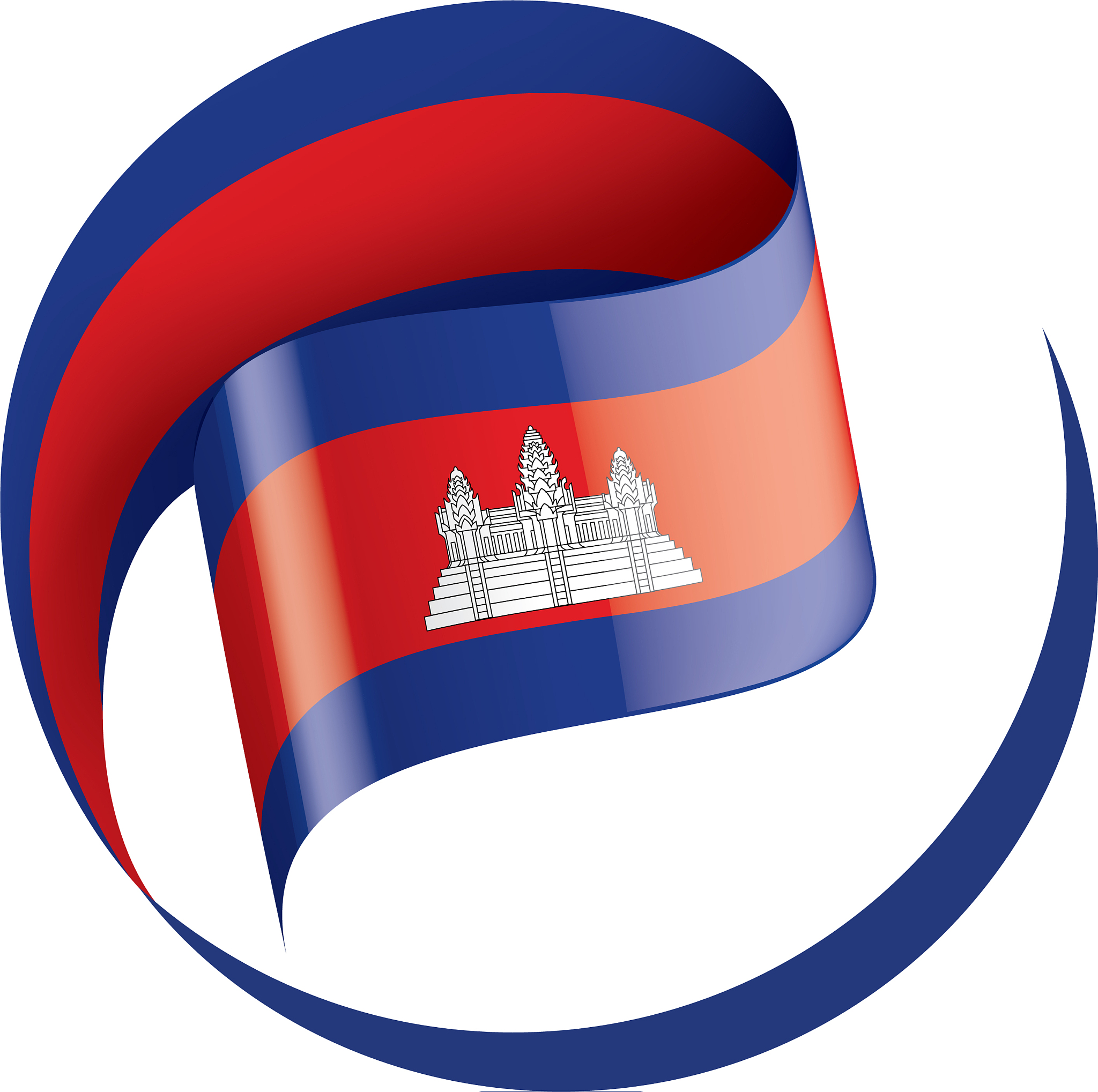 cambodia flag on a white