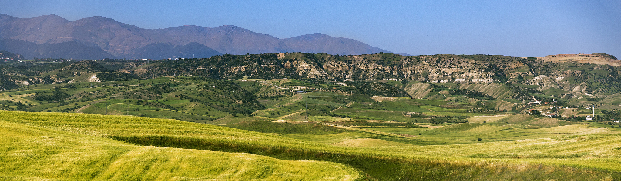 landscape with mountains and hills.