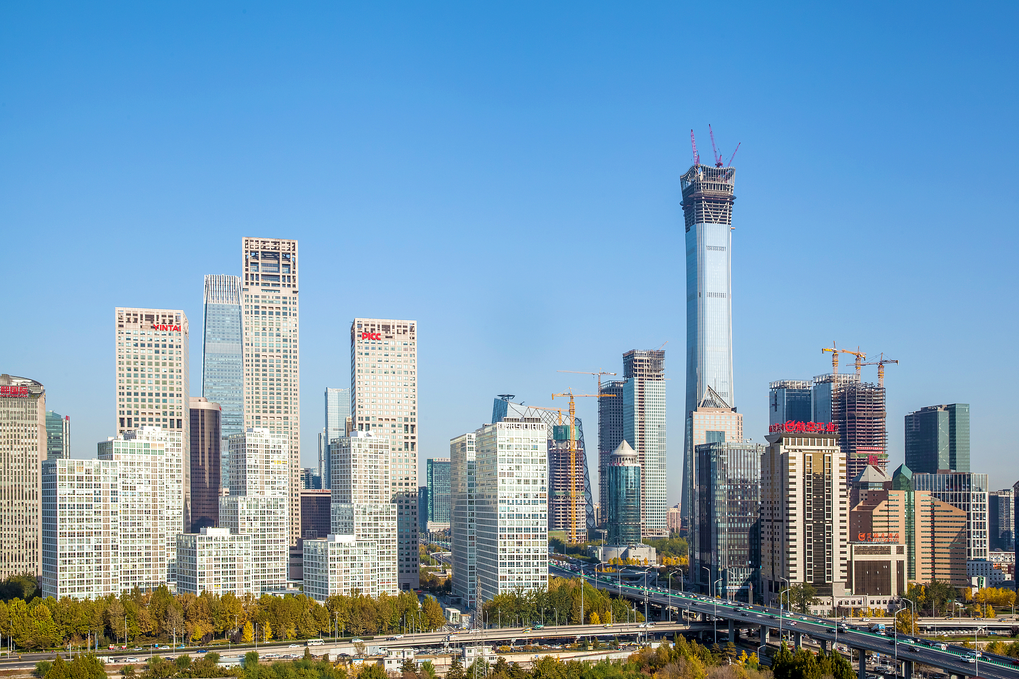 <strong>北京</strong>cbd,建筑,商务,全景,摩天大楼,北京市,现代,著名景点,高大的,无人